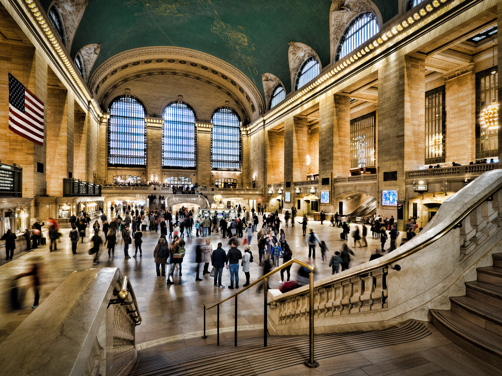 Commuters pass swiftly through the concourse of Grand Central Terminal in Manhattan, New York