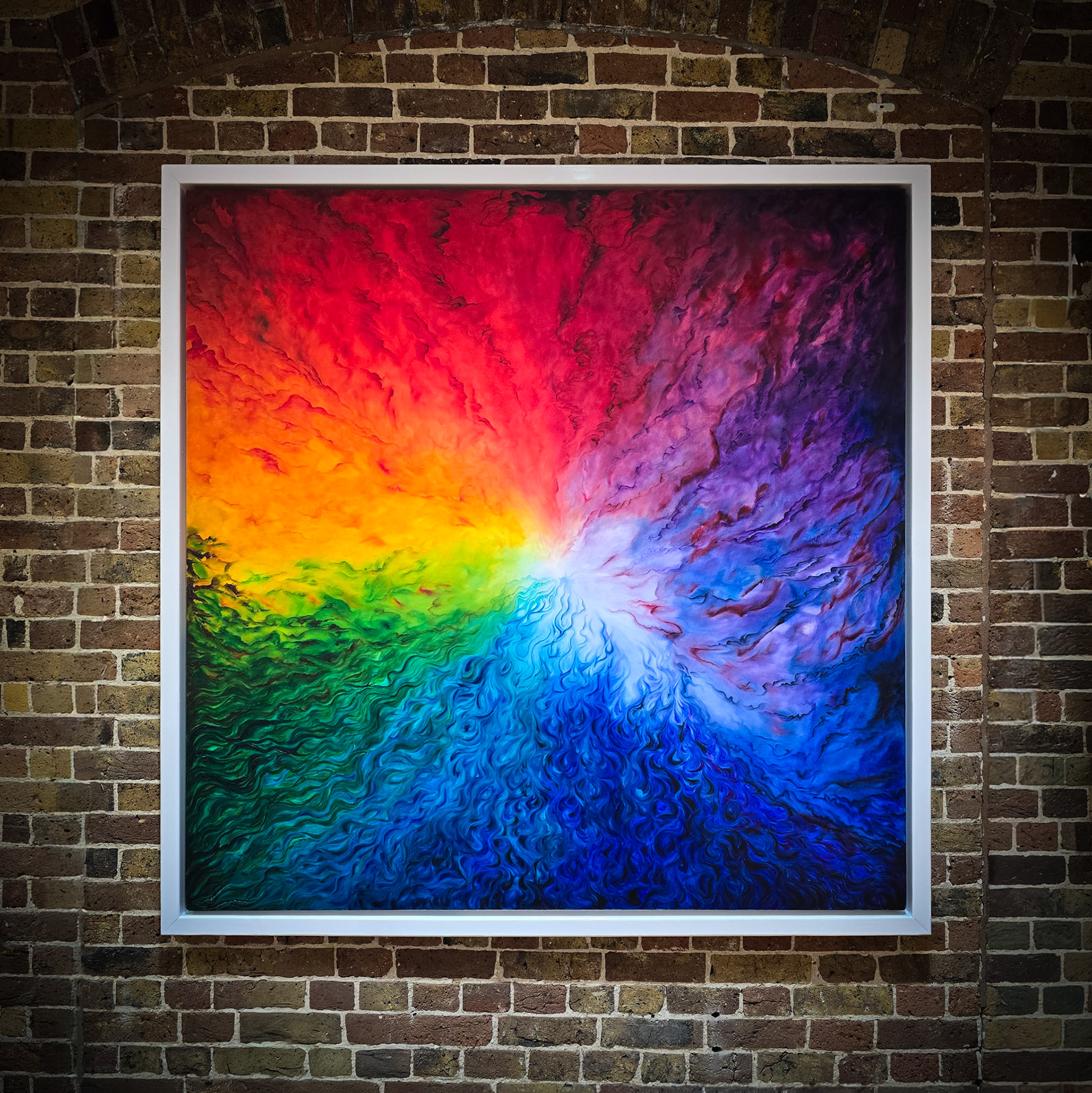 Stunning artwork by Ian Robert Felton is framed by the rustic brickwork of Trinity Art Studios