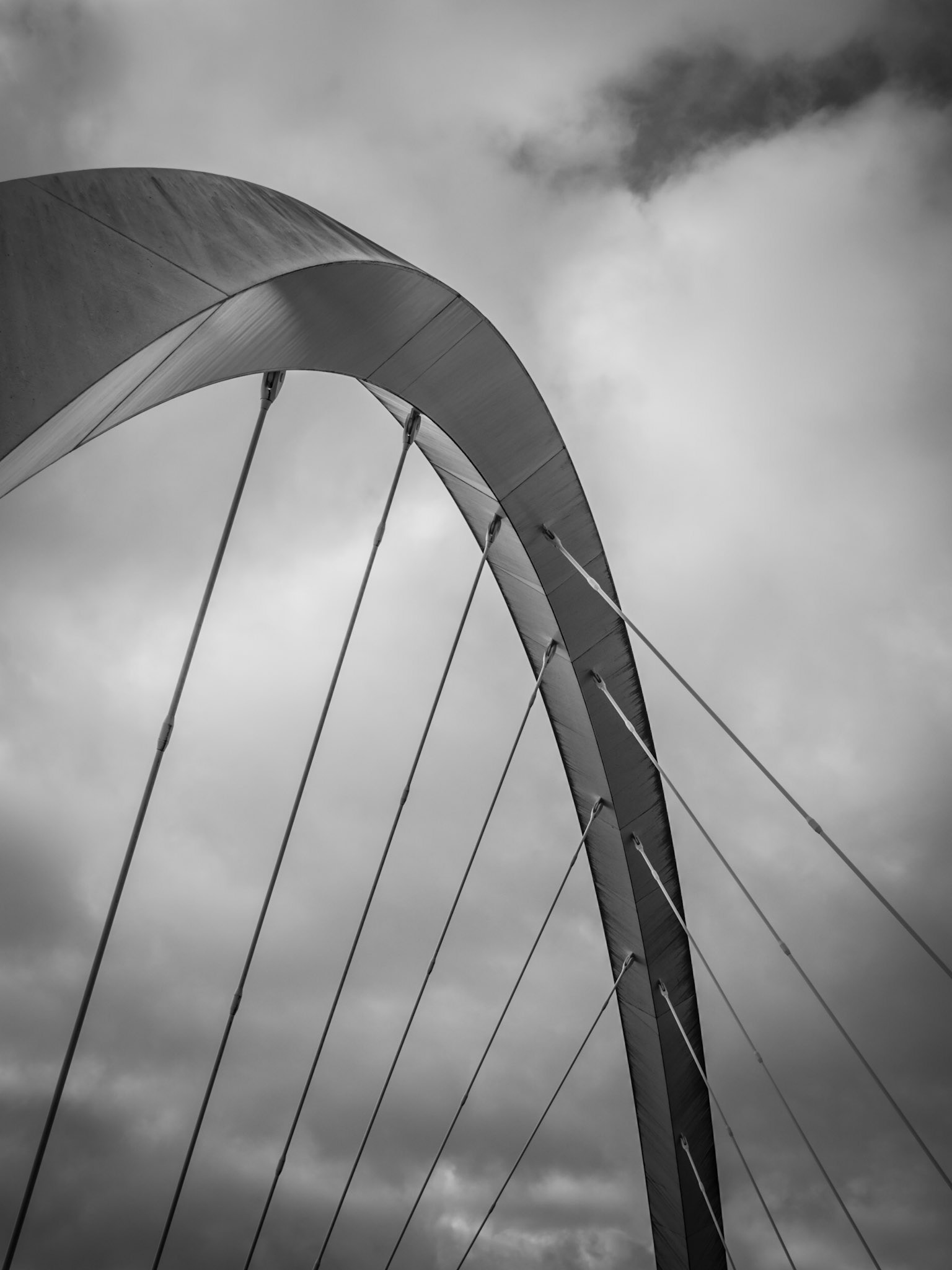 The squinty bridge across the river Clyde in central Glasgow