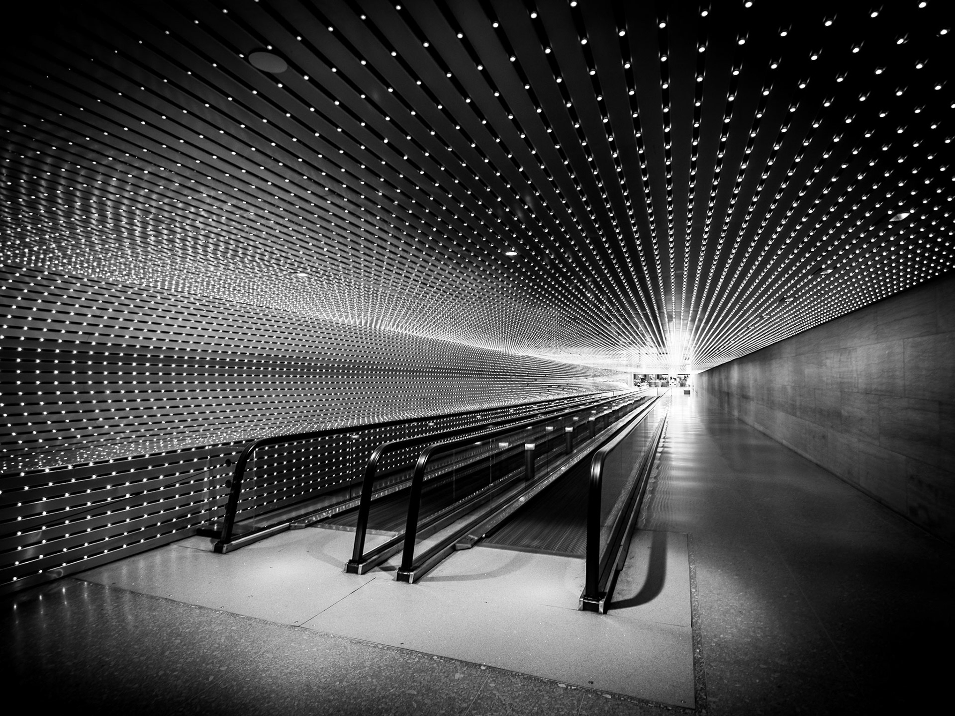 Seemingly endless lights draw you from one building to another in the National Gallery of Art in Washington DC