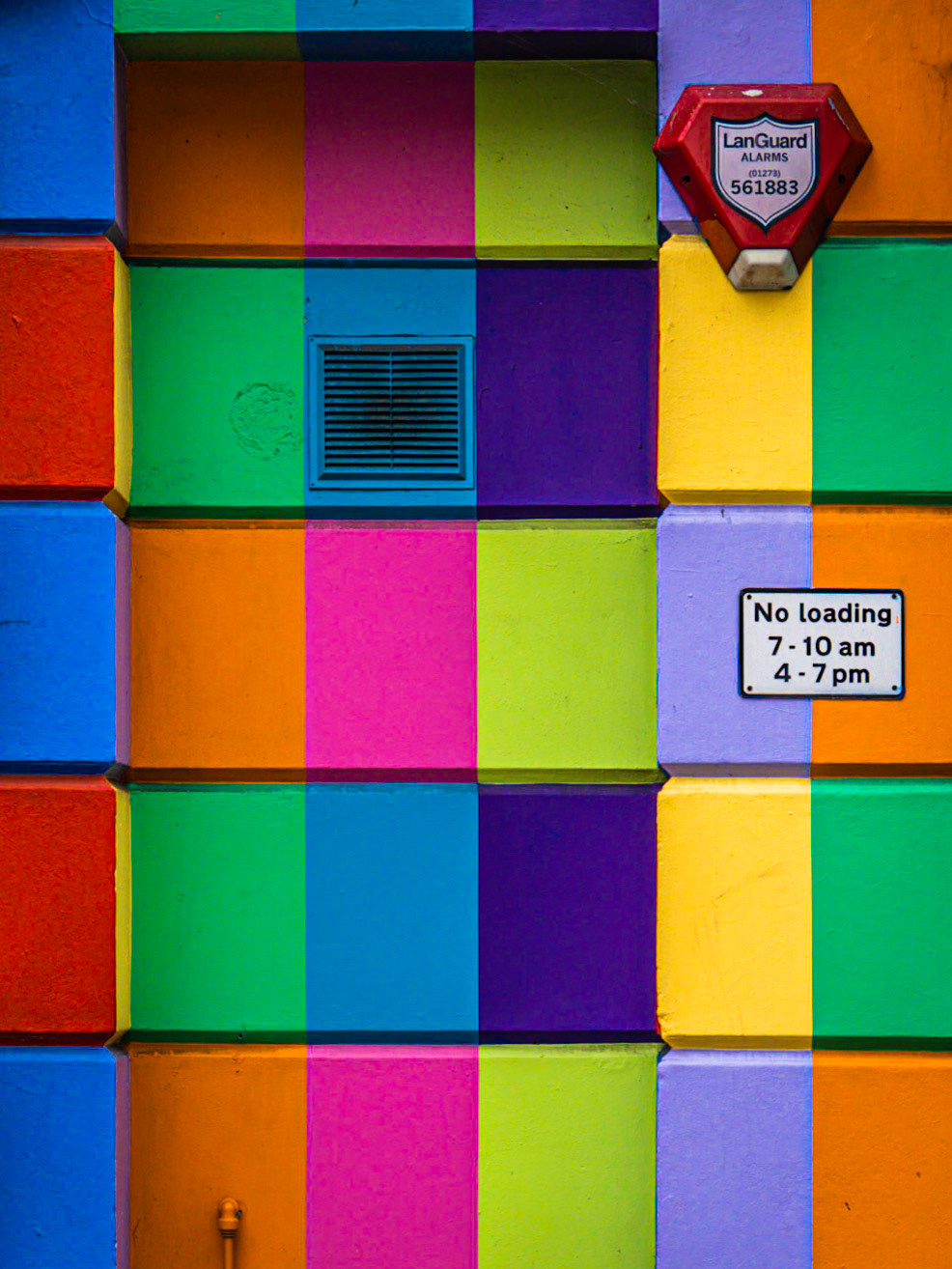 Vivid colours on a shop wall in the North Laine district of Brighton