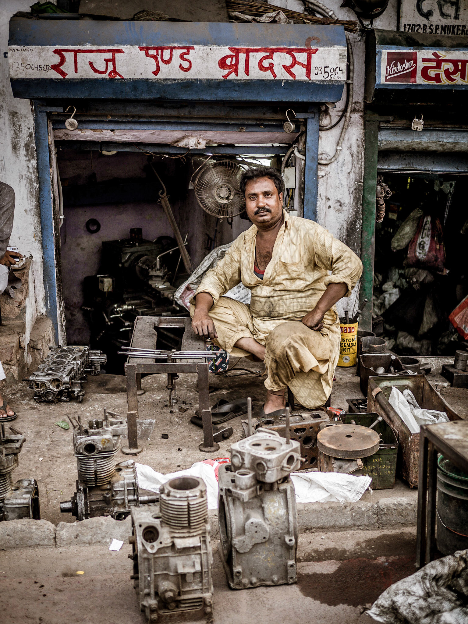 A street-seller sits proud in the Chandni Chowk district of New Delhi