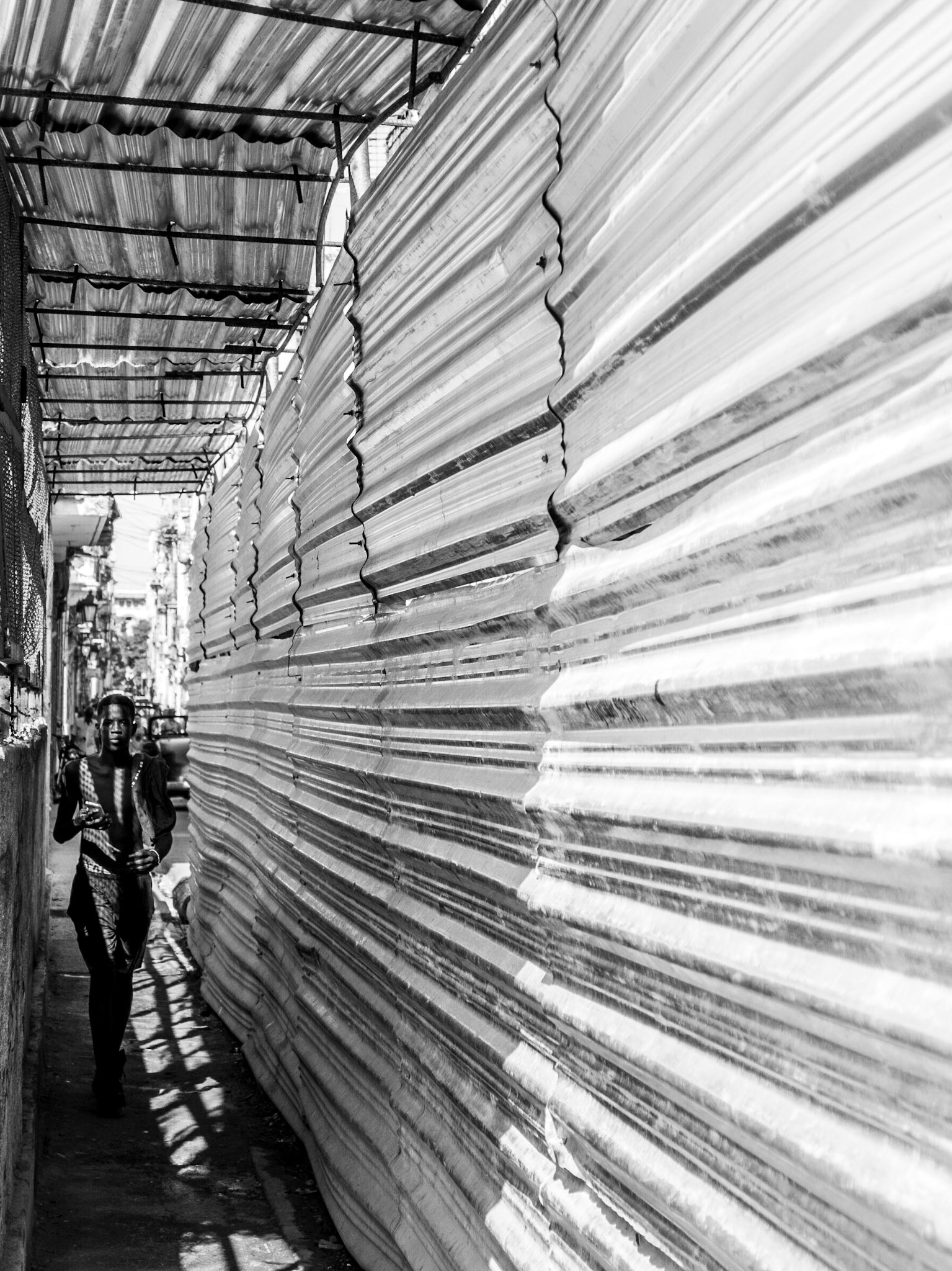 A make-shift alleyway between building sites in Havana, Cuba