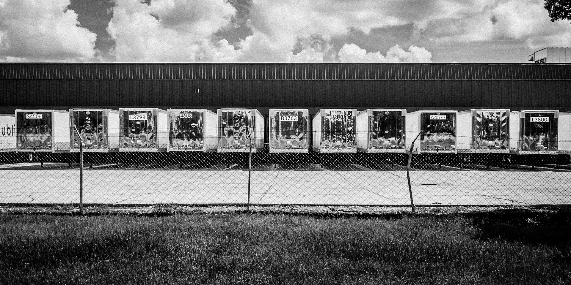 Chrome trailers lined up at a depot in Orlando