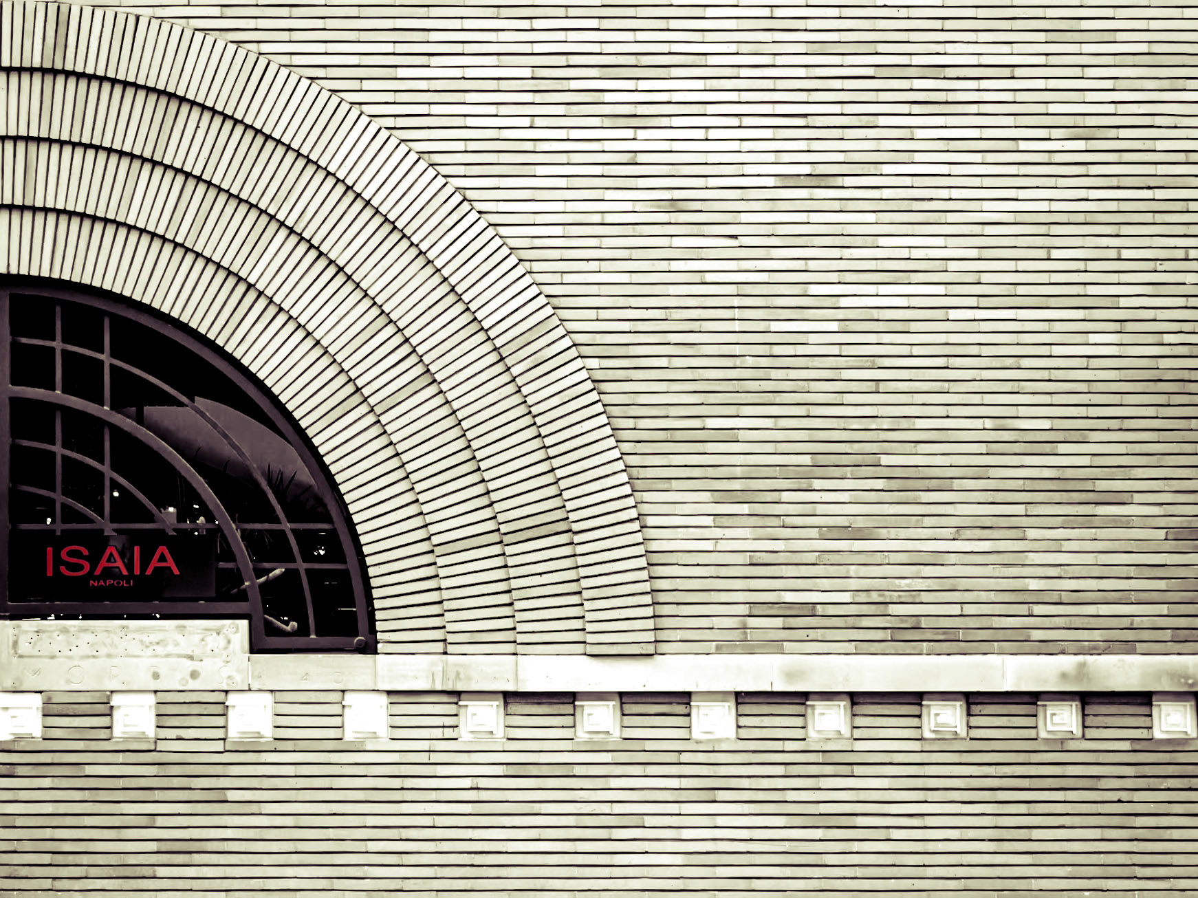 Distinctive brickwork of a store in downtown San Francisco