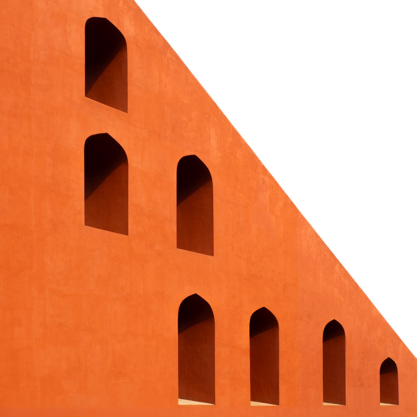An abstract image of one of the 13 structures in the Jantar Mantar Observatory in New Delhi