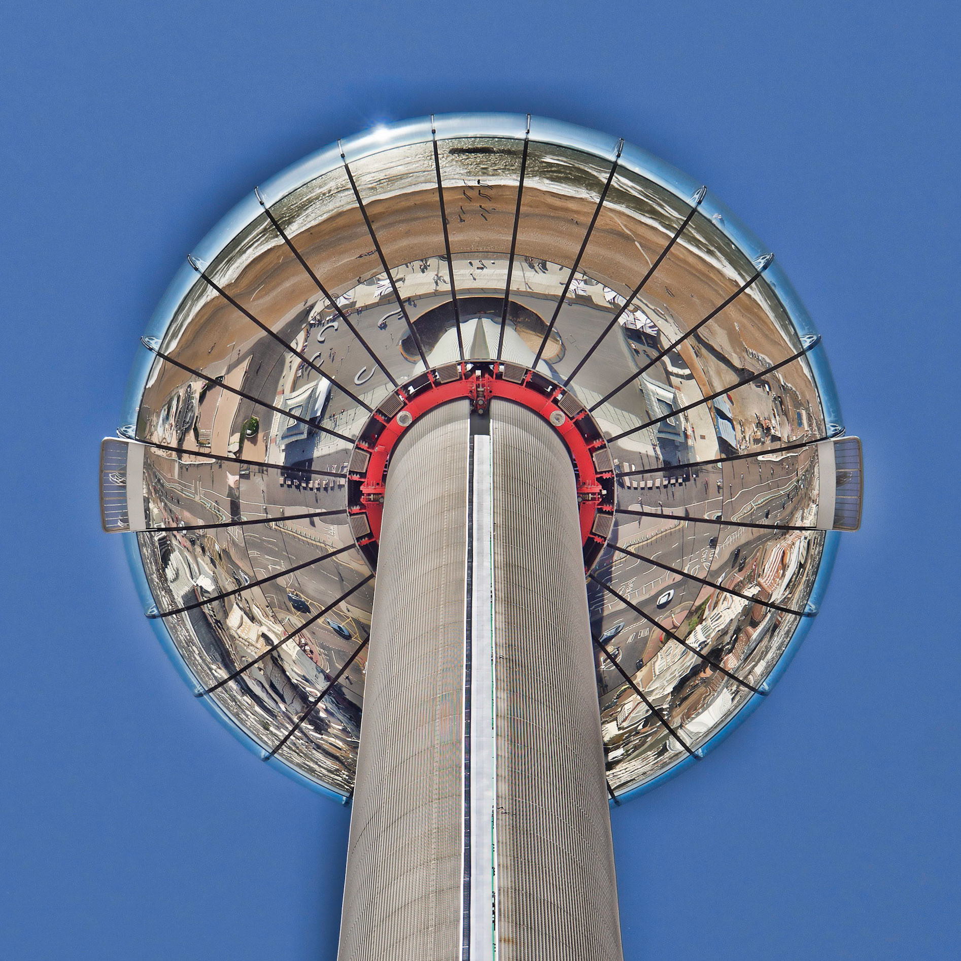 Brighton Beach reflects off the bottom of the i360