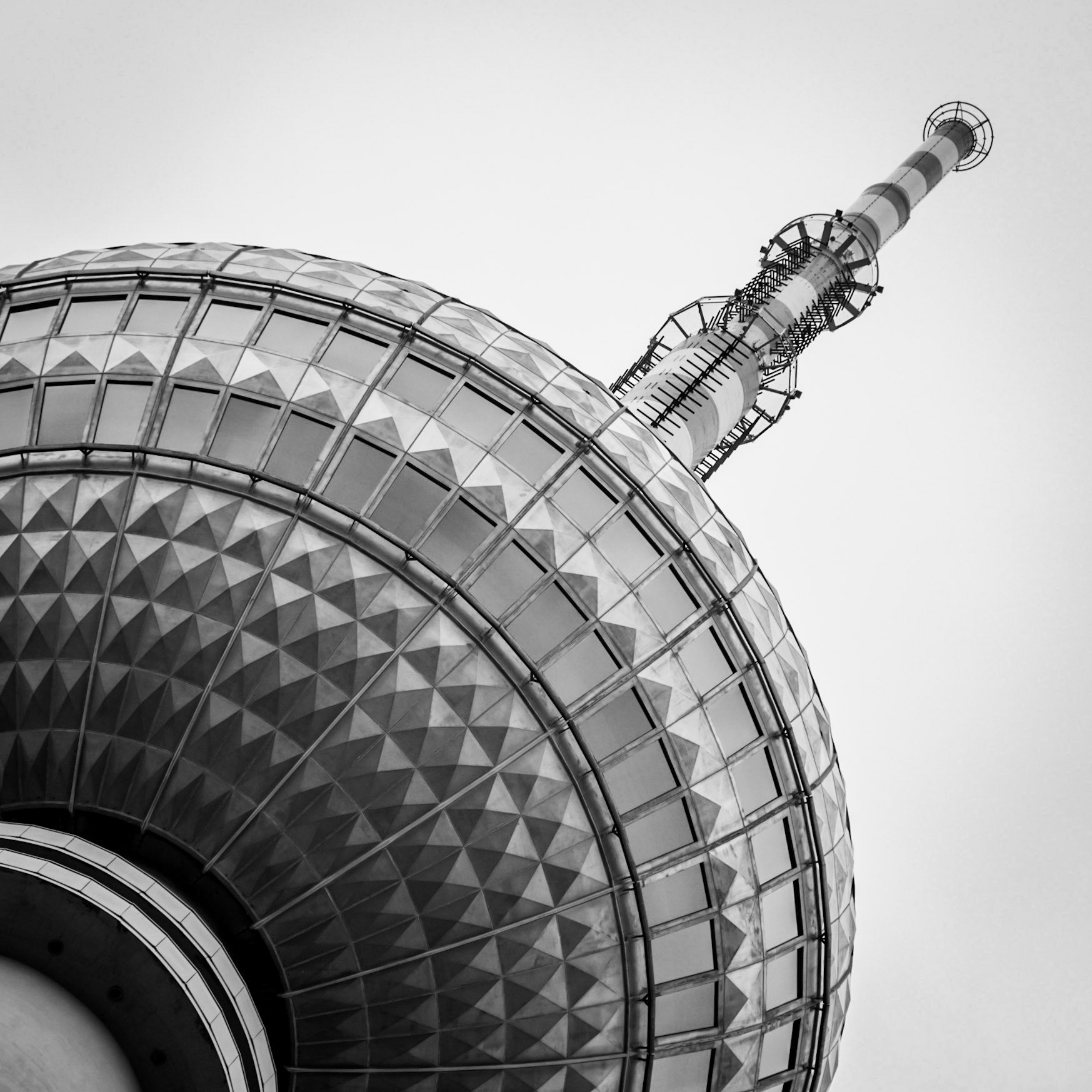 The viewing platform of the Fernsehturm sits high above former East Berlin