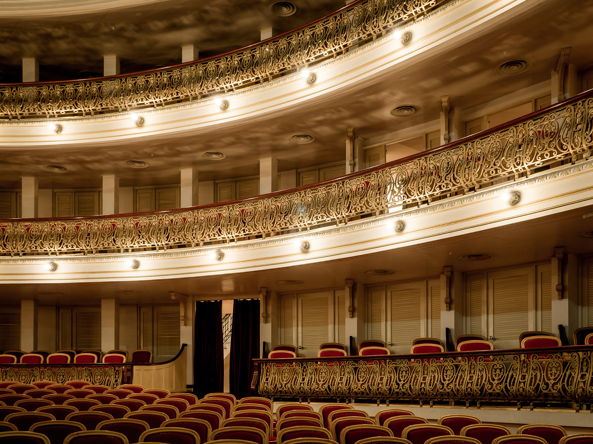 Empty seats await an audience at Havana's Gand Teatro, home of the Cuban National Ballet