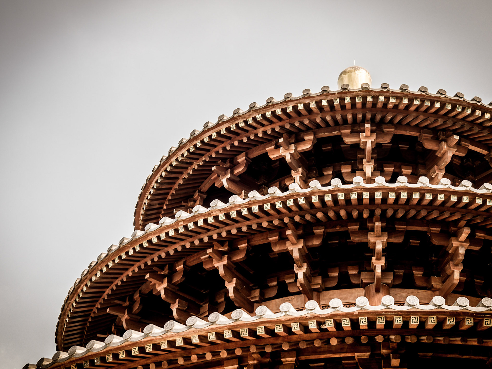 The tiered roof of the secretive Wanshilian Temple, hidden in the botanical gardens of Xiamen, China