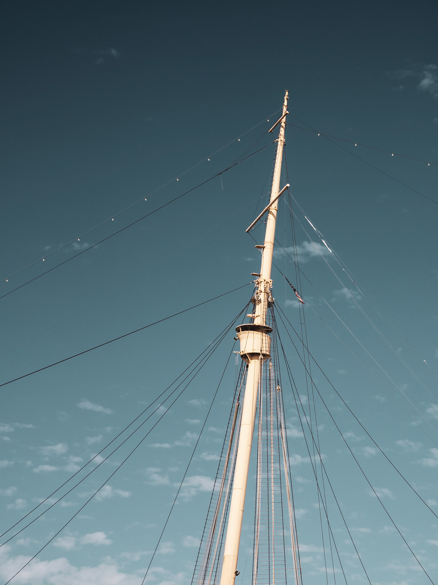The lookout post on the foredeck of the Queen Mary, resting on the shores of Long Beach in southern California