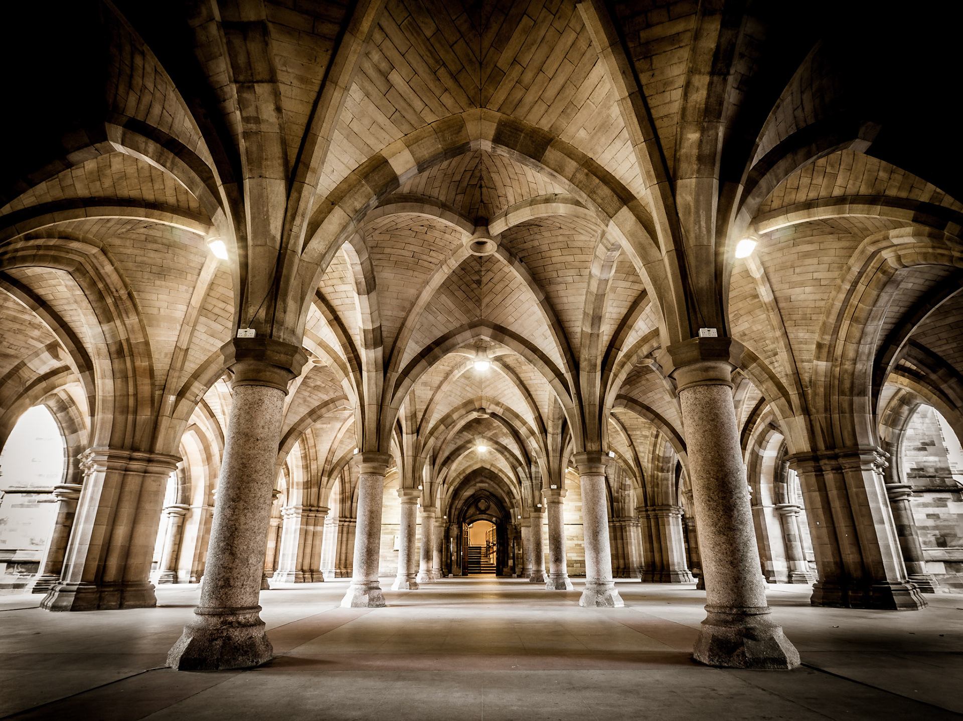 Haunting arches below the University of Glasgow