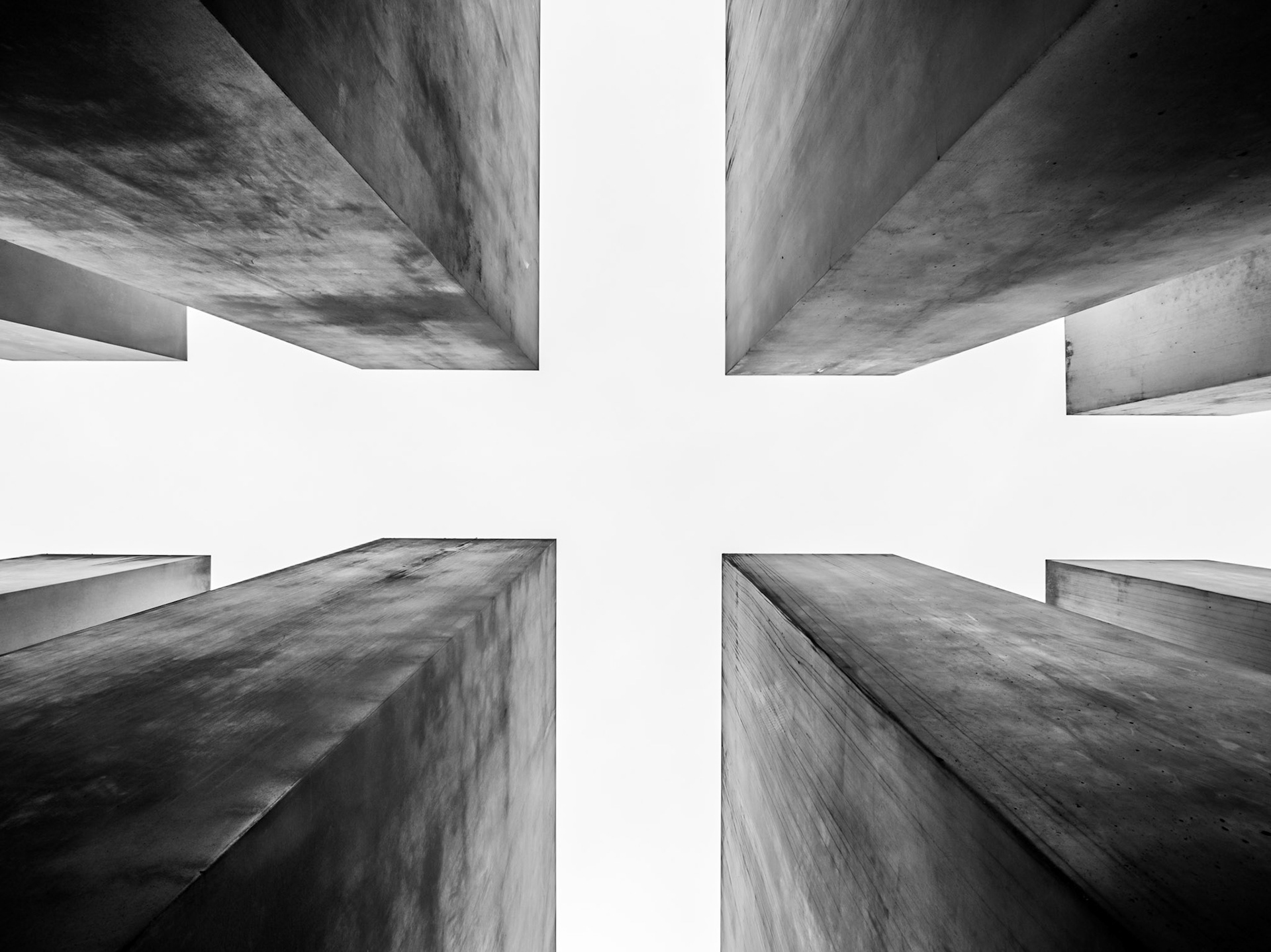 An alternative view of the haunting columns of the holocaust memorial in Berlin
