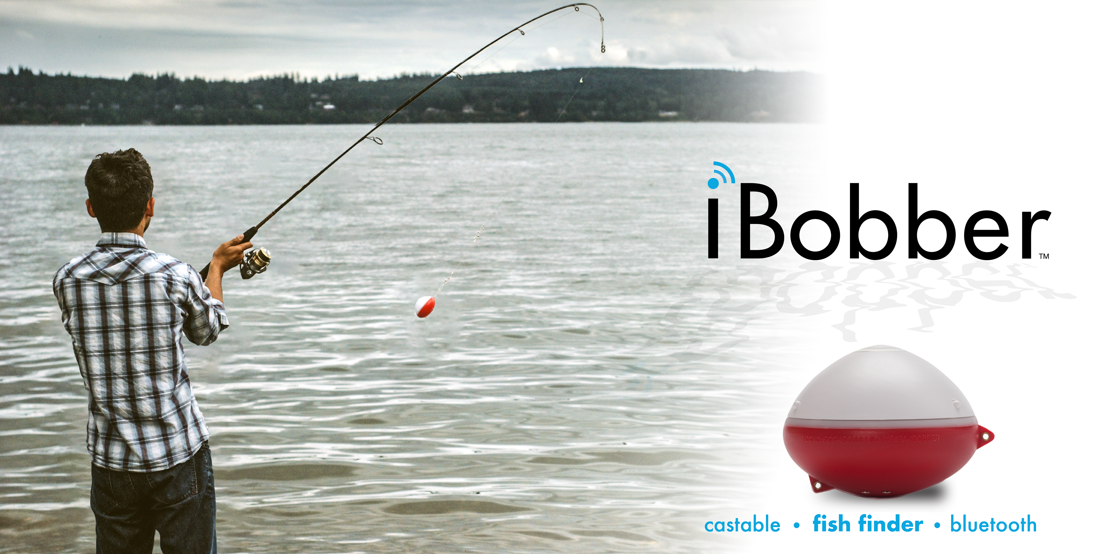 Amazon store web banner for iBobber Reel sonar fishing product.