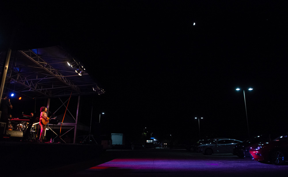 Rissi Palmer performs a drive-in concert on NC State's Centennial Campus on Oct. 23, 2020.