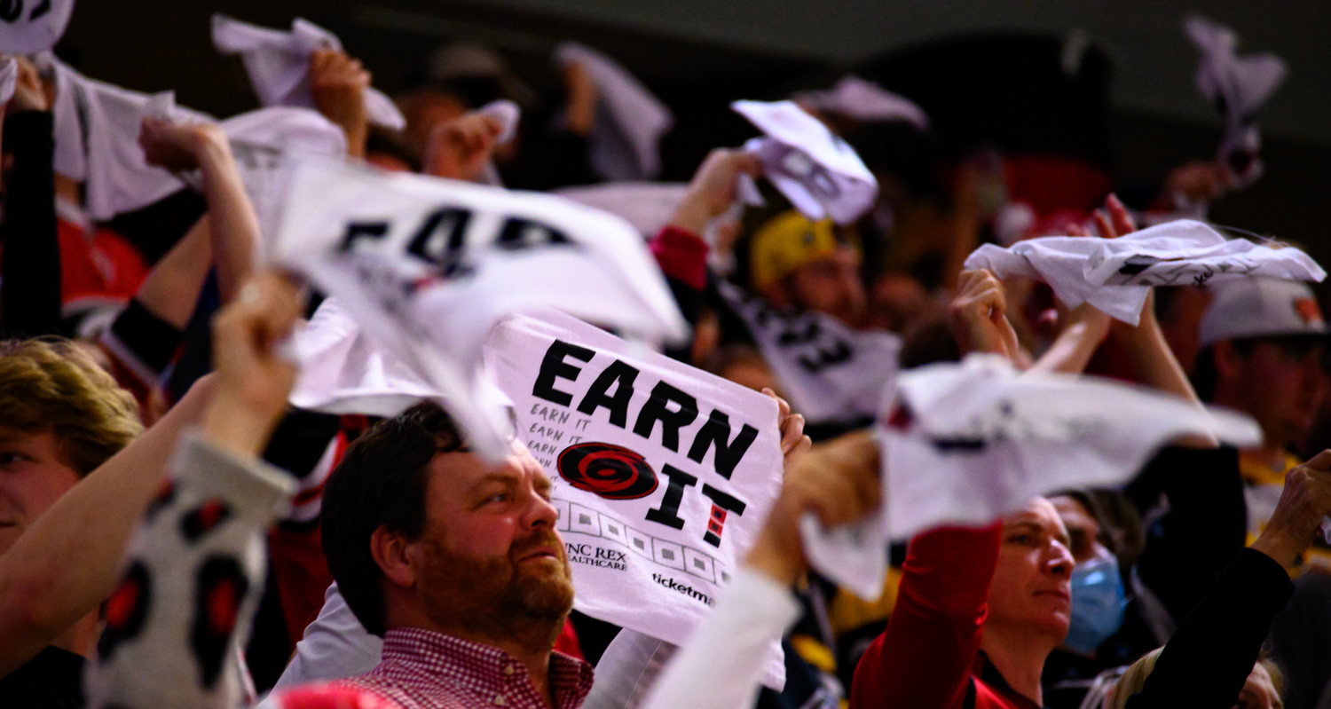 Fans cheer on the Canes in Game 7 against Boston on May 14, 2022.