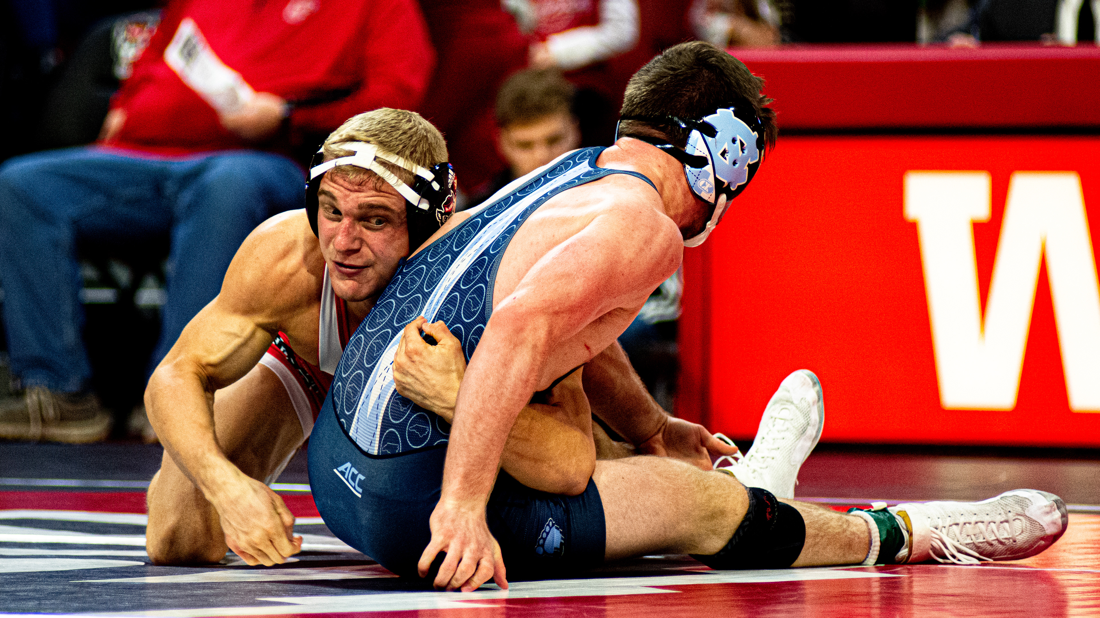 Hayden Hidlay wrestles UNC-Chapel Hill's A.C. Headlee on Feb. 7, 2020.