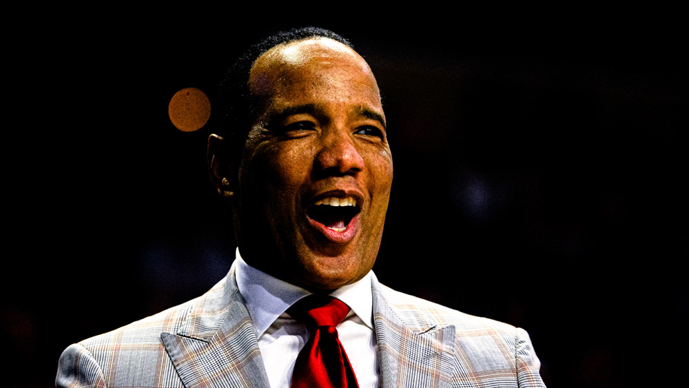 NC State head coach Kevin Keatts looks for a foul call against Wake Forest on Dec. 7, 2019.