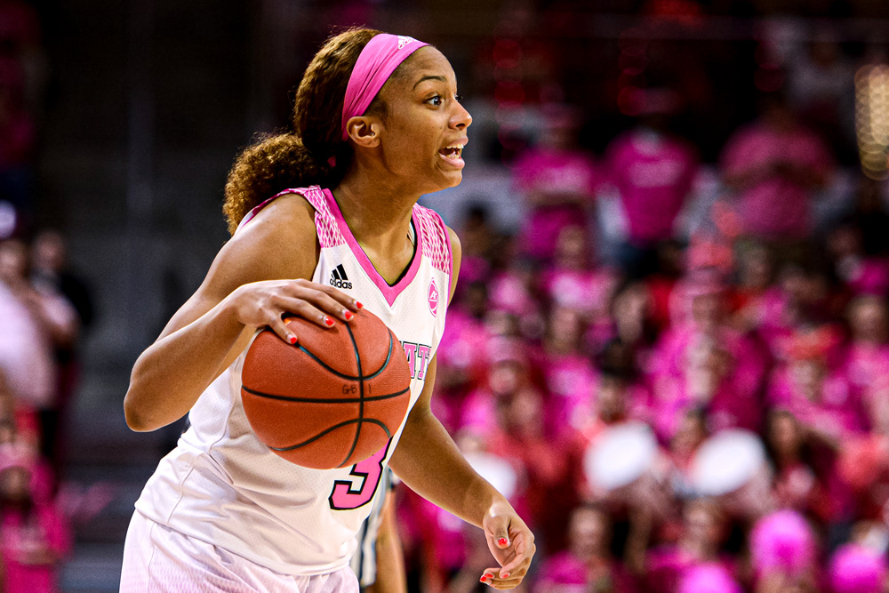 Kai Crutchfield runs the point during the Play4Kay game on Feb. 18, 2019.