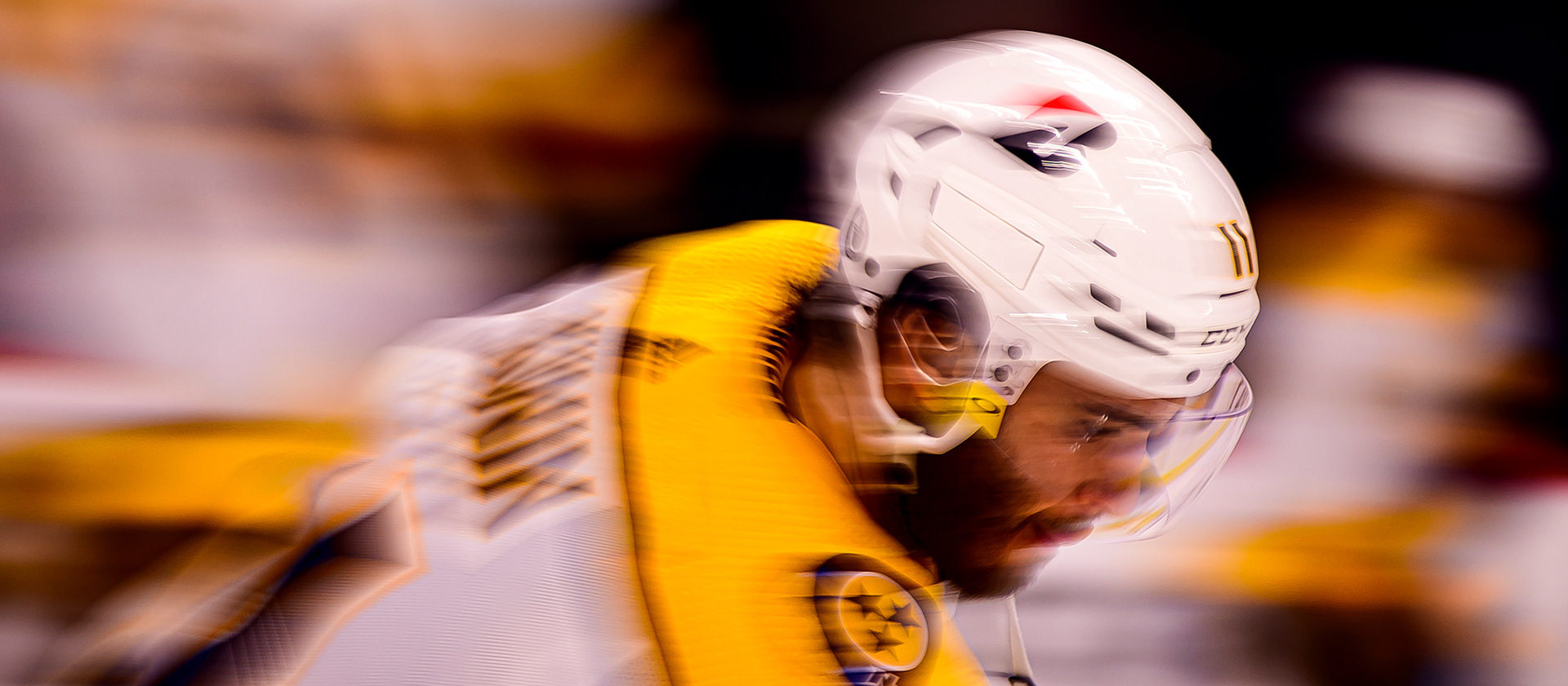 Nashville forward Luke Kunin warms up before playing Carolina on May 19, 2021.