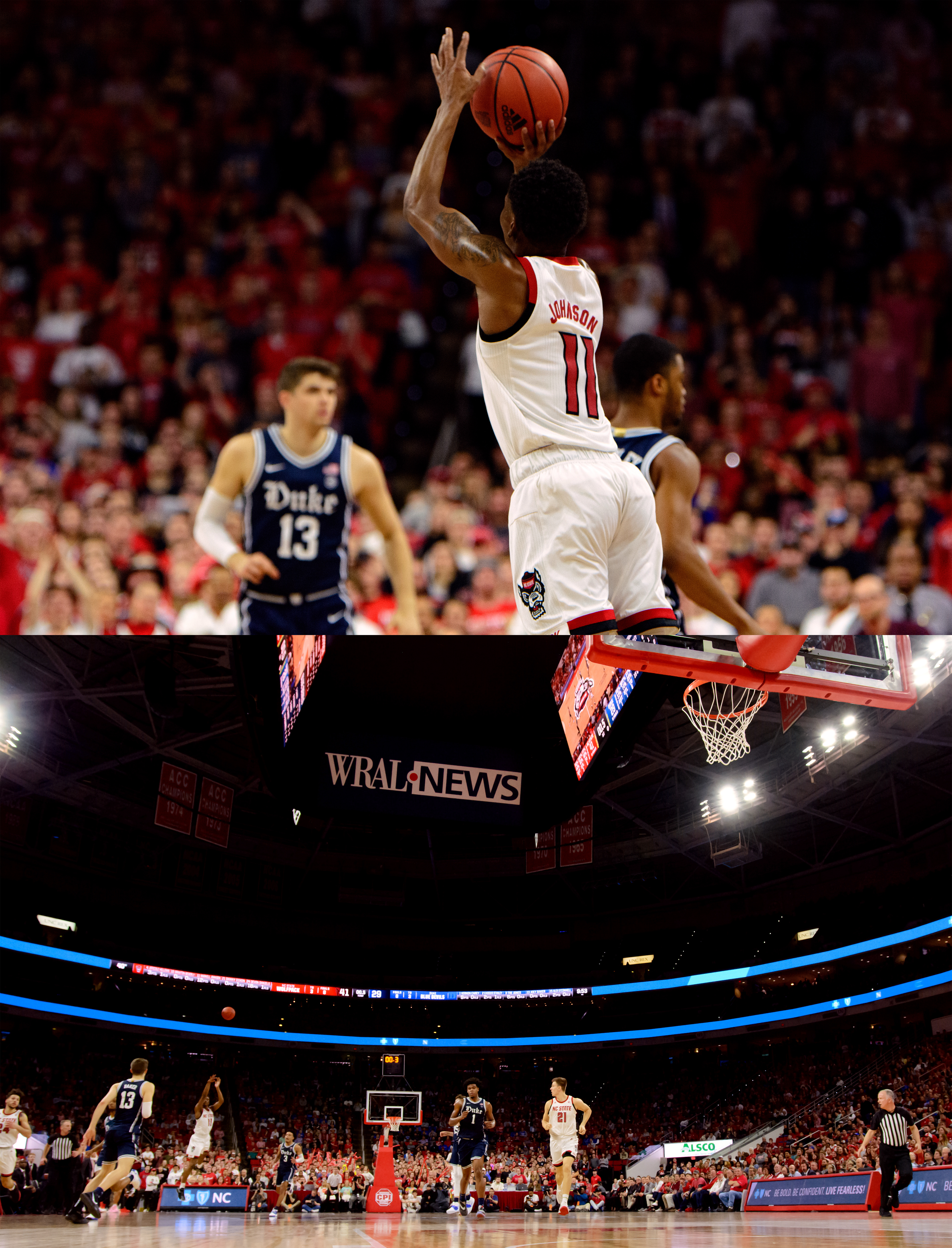 Markell Johnson beats the buzzer from half-court, his third such shot of the season.