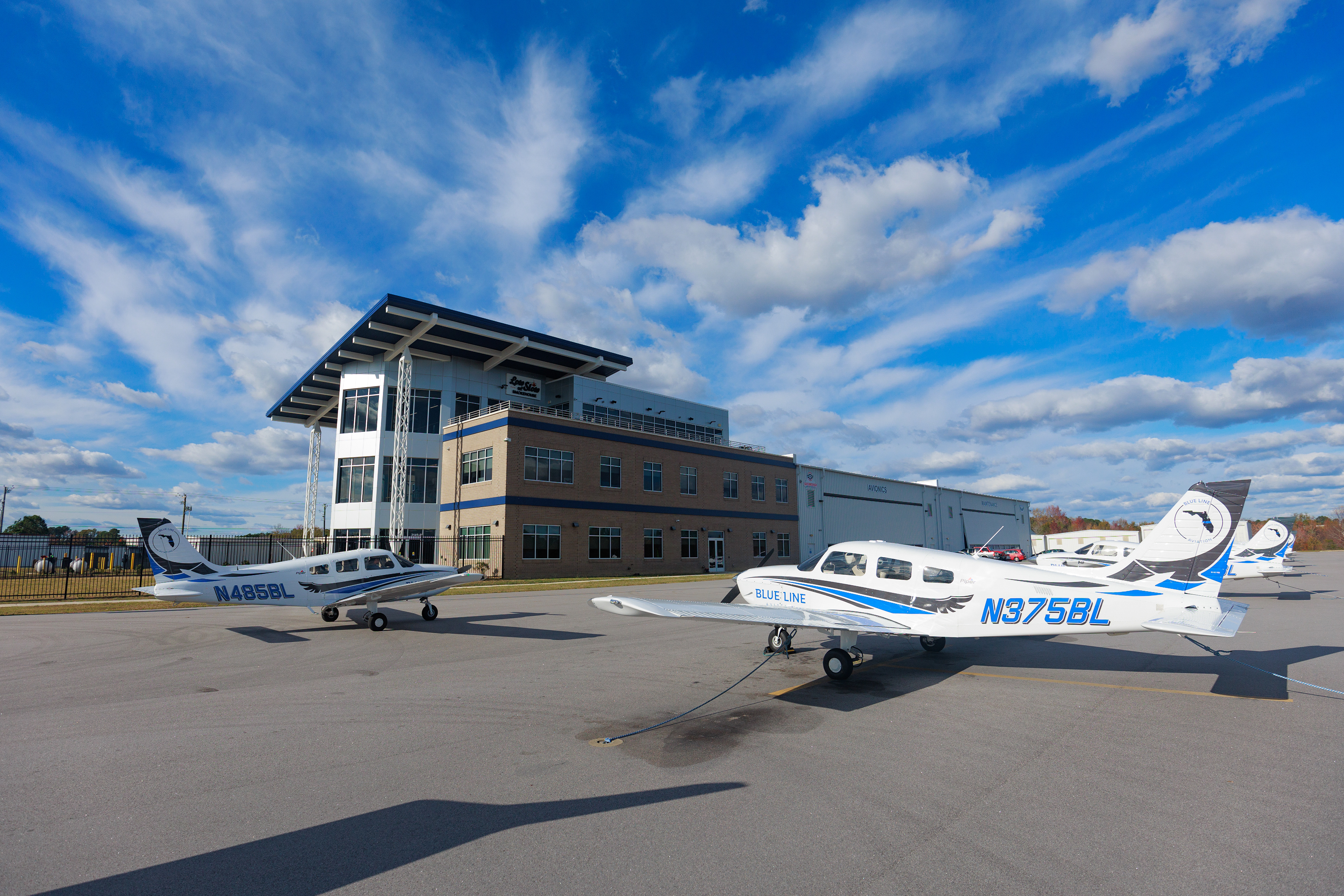 Blue Line opened its 50,000 square foot training facility at Johnston Regional Airport in Nov. 2021 after moving from RDU, where it had been located since its founding in 2012.