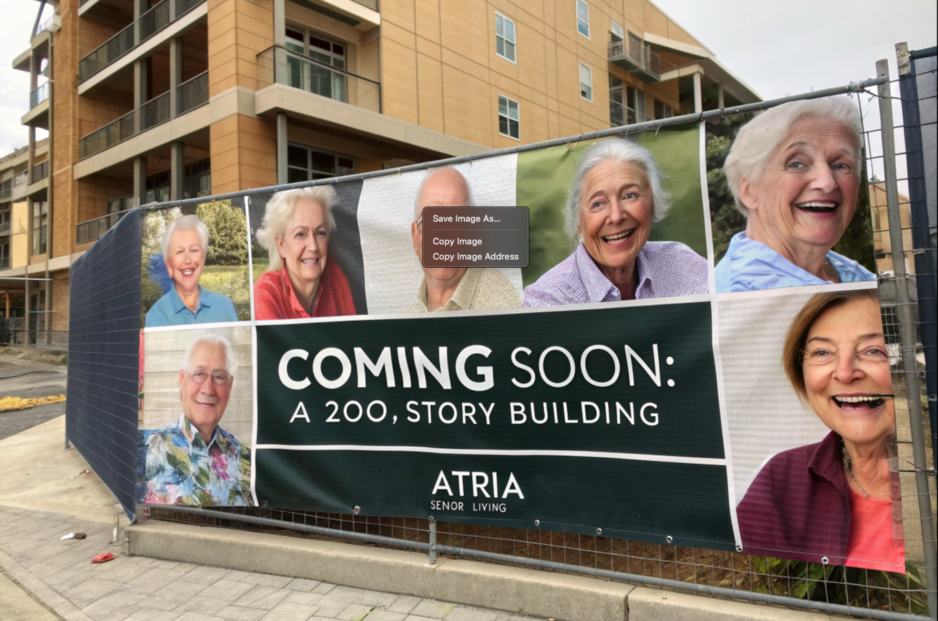 Fence wrap for senior living apt building. (mock up)