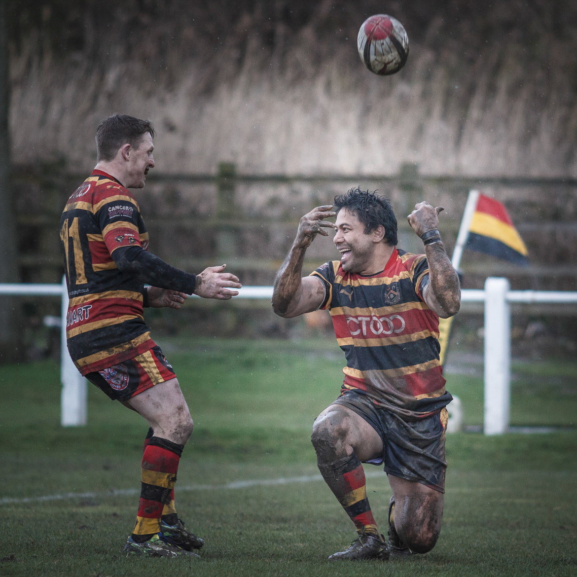 Bradford &amp; Bingley 32 Beverley 20 - I know, quite a few rugby shots at the moment but there's a lot of it going on. Here's a celebration rather than action shot. I quite like it. Two happy blokes in a field!
