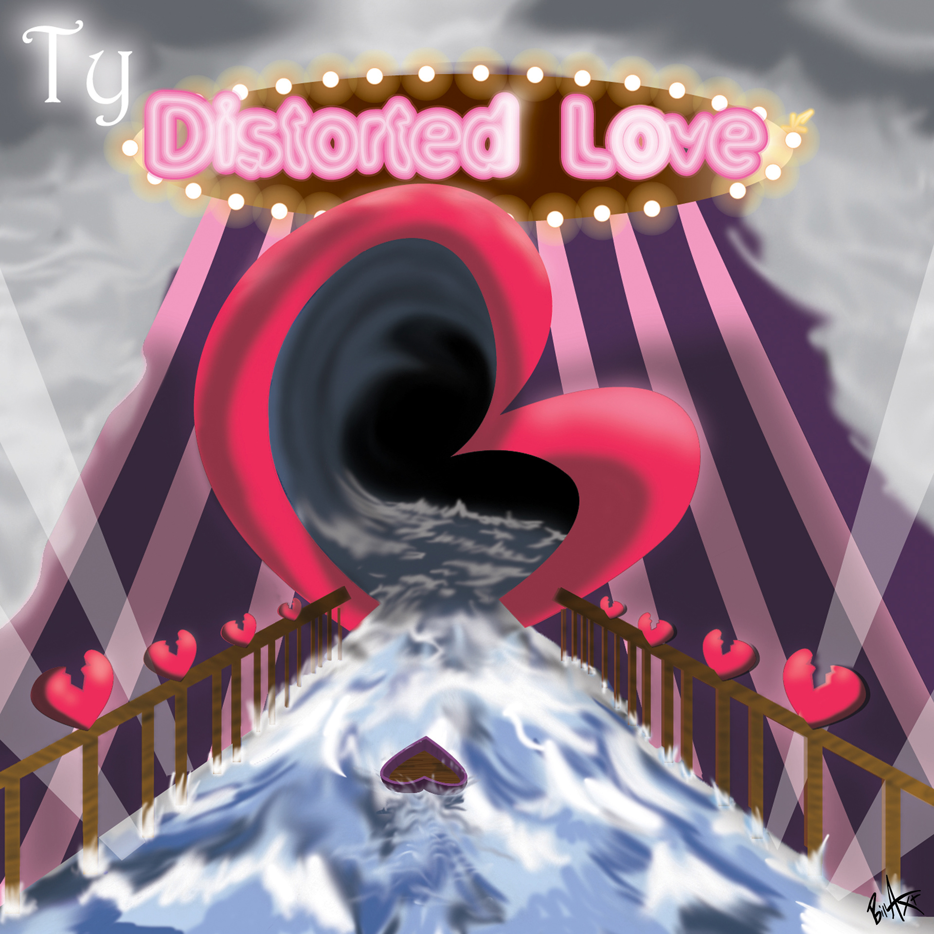 Front album cover I designed with Ty for "Distorted Love"