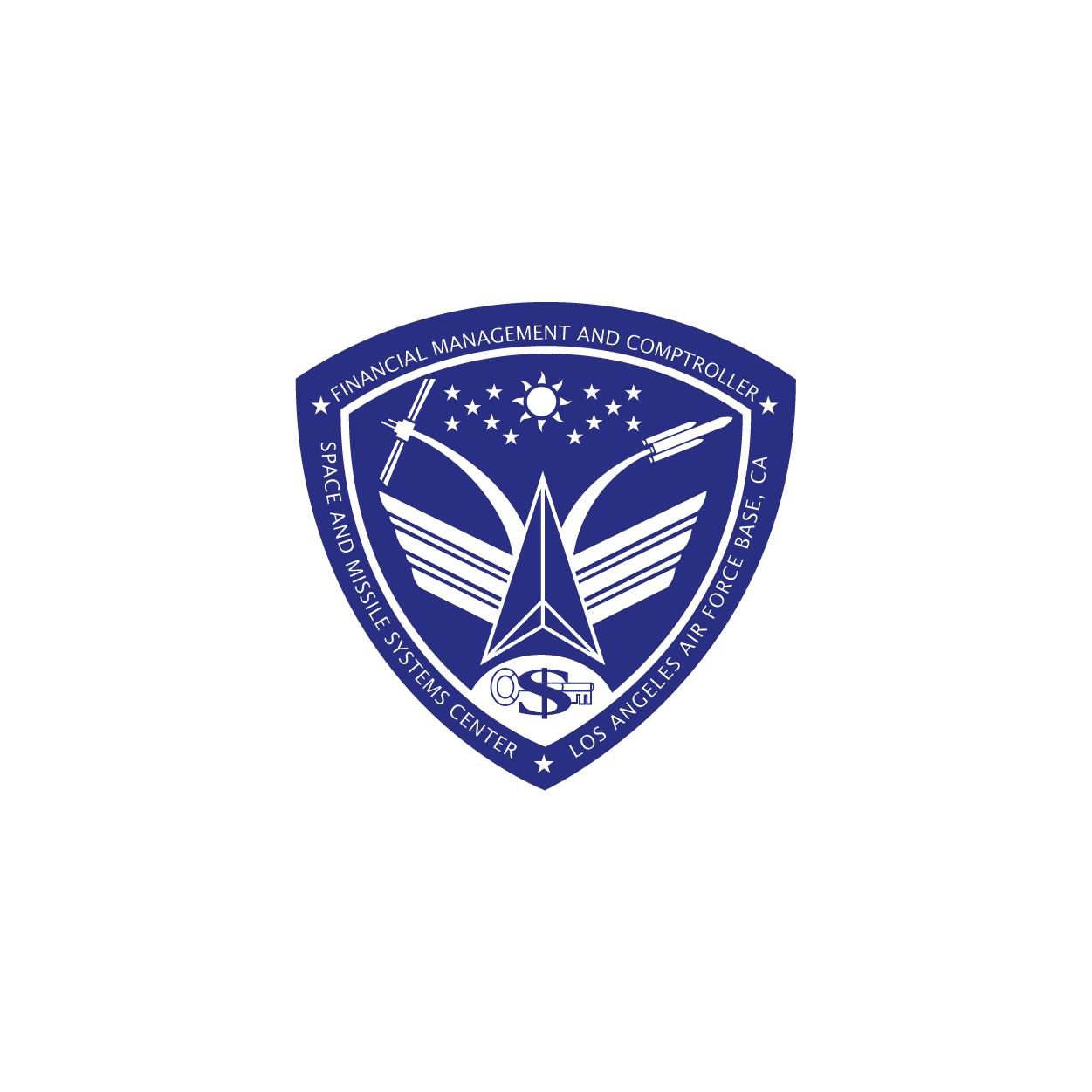 SMC/FM Blue Shield on White Background