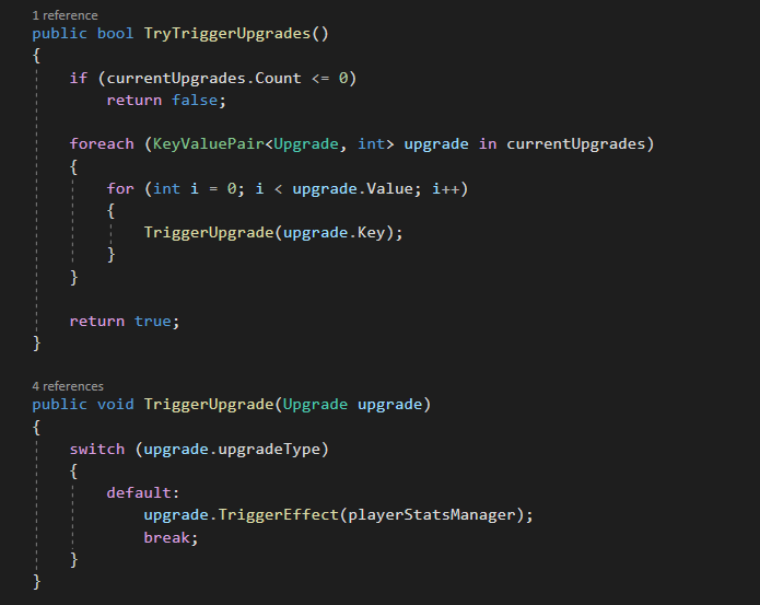 Triggering upgrades in the EntityUpgrades class