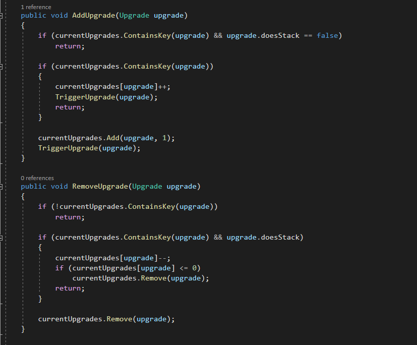Adding and Removing upgrades in the EntityUpgrades class