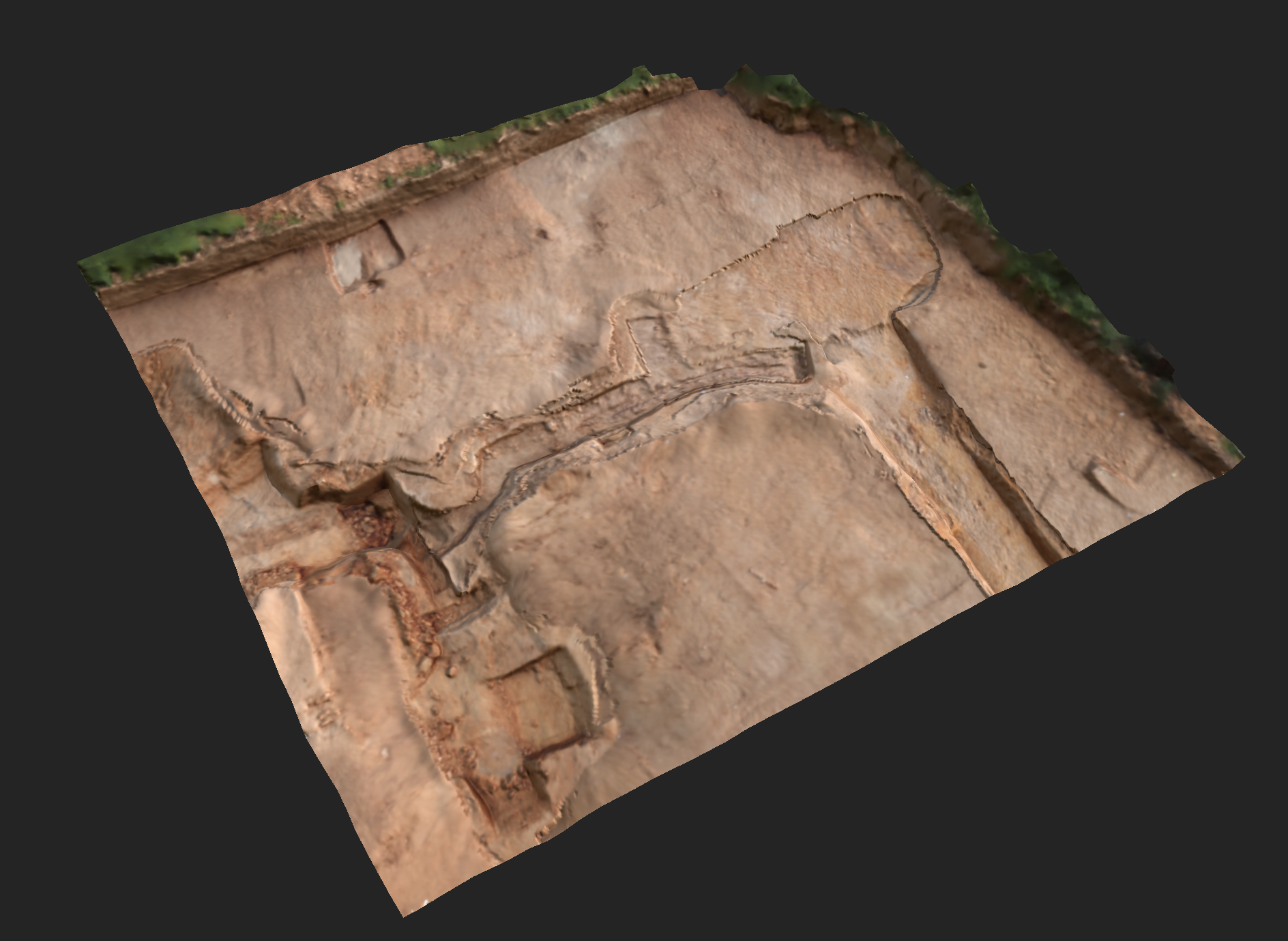 a portion of the dig site, retopologized and textured