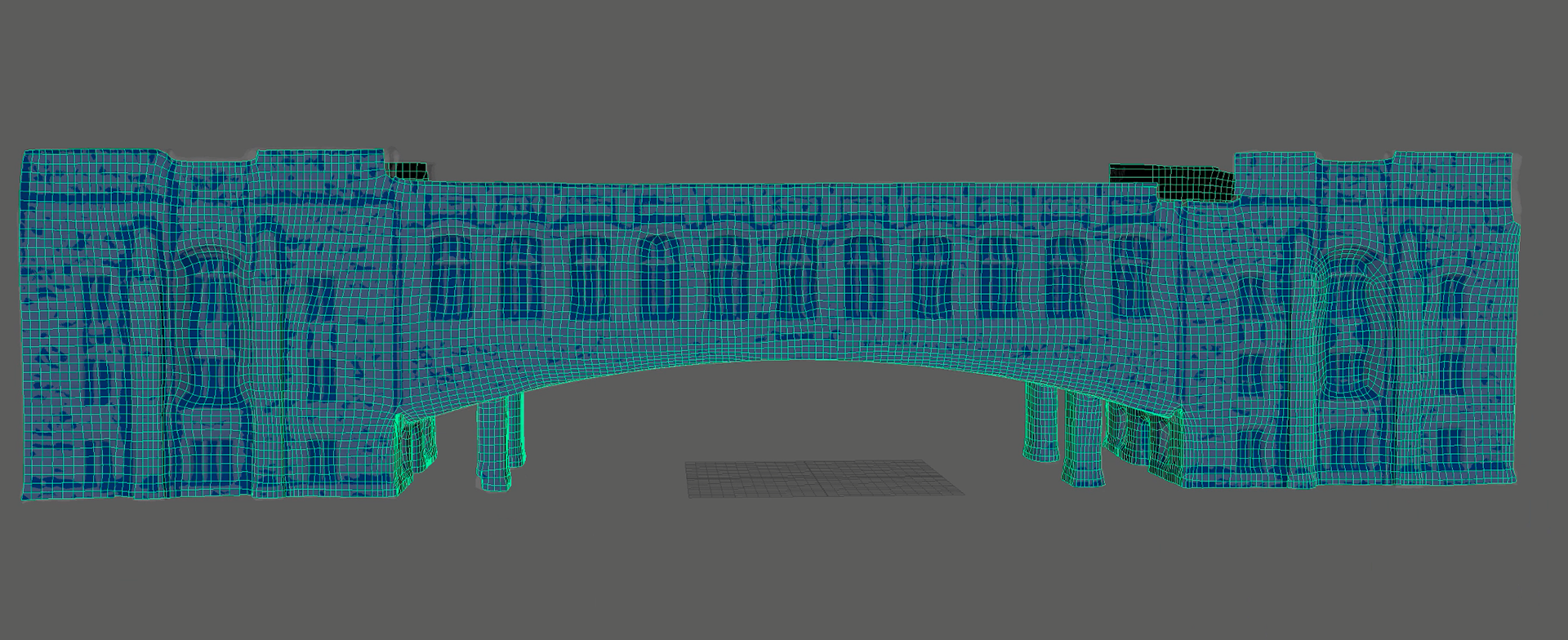 Mesh of the building retopologized by hand