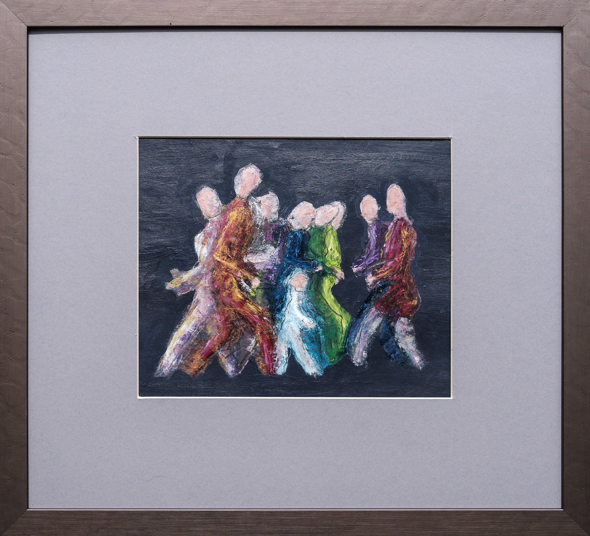 Crowded Distancing ** Acrylic Original ** by Julie Edwards Artist on Wednesday 21 April 2021 at , Worthing. . Picture by Julie Edwards.