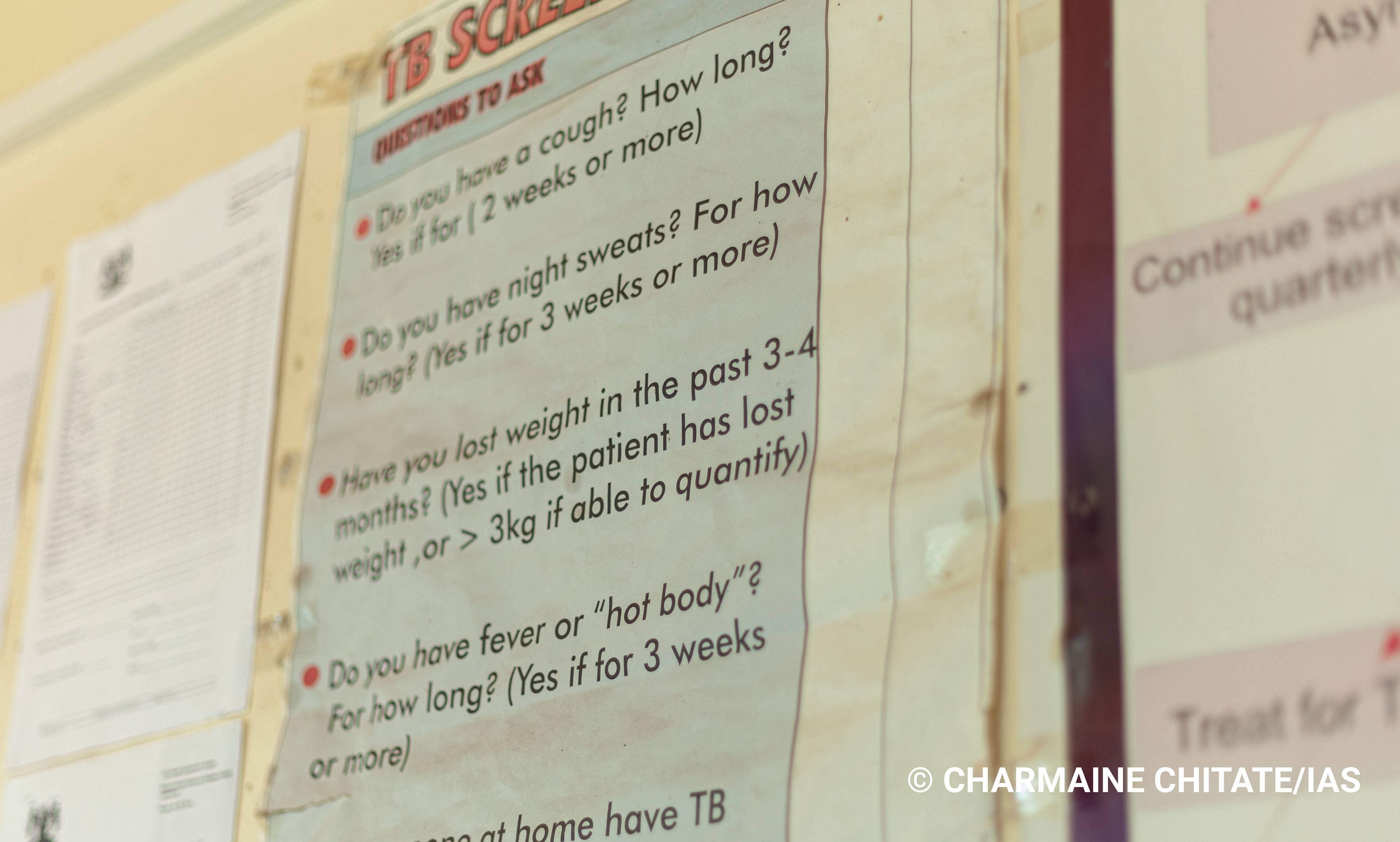 Patient education materials highlighting the symptoms of TB are on display around the building at Rutsanana Polyclinic in Highfields, Harare. (Photographer: Charmaine Chitate/IAS)