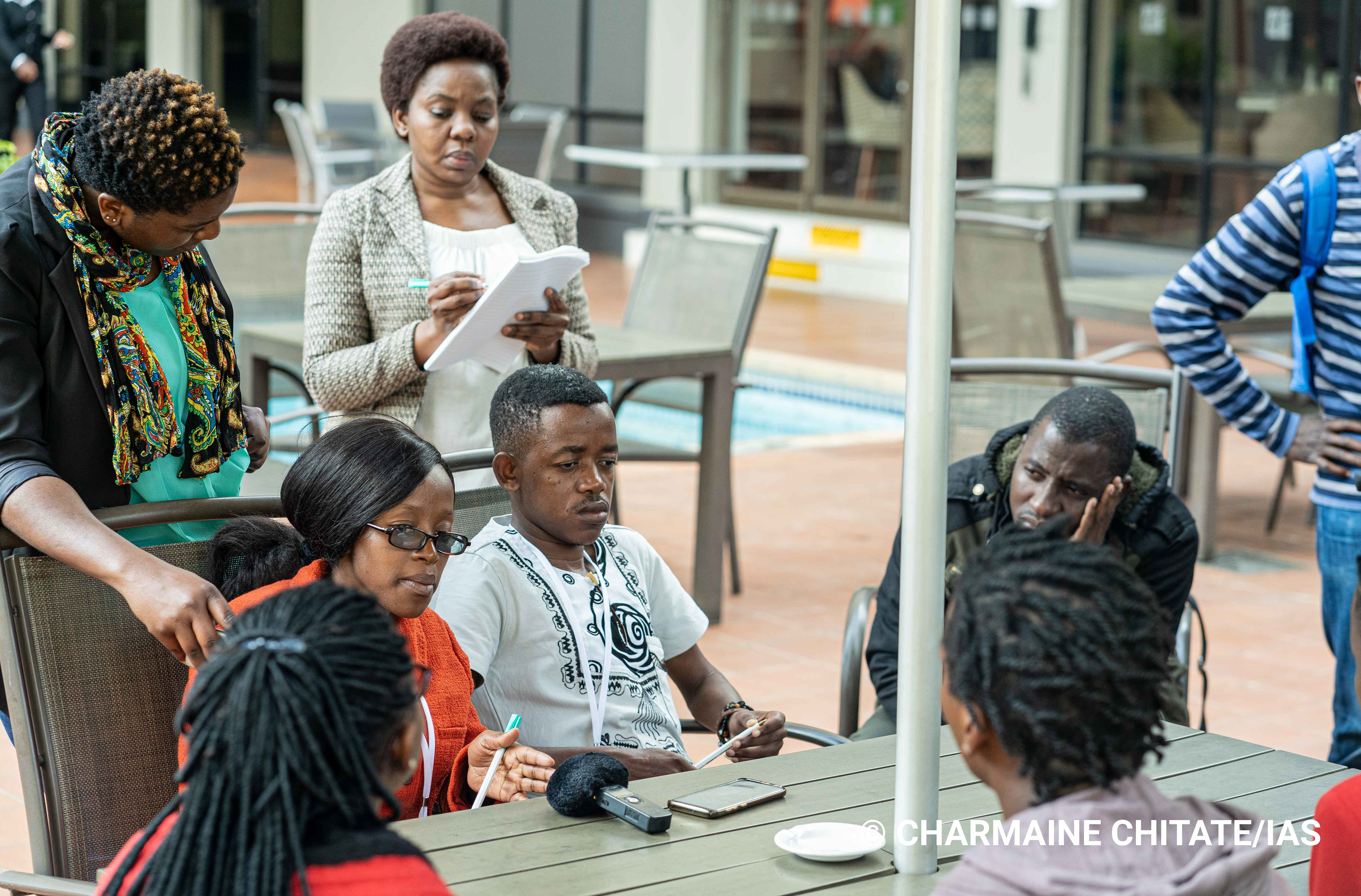 Community Adolescent Treatment Supporters or ‘CATS’, Thandiwe Mapora (23) shares the perspectives of people living with disabilities with journalists who are part of the International AIDS Society Media Tour in Zimbabwe. Photographer: Charmaine Chitate/IAS)