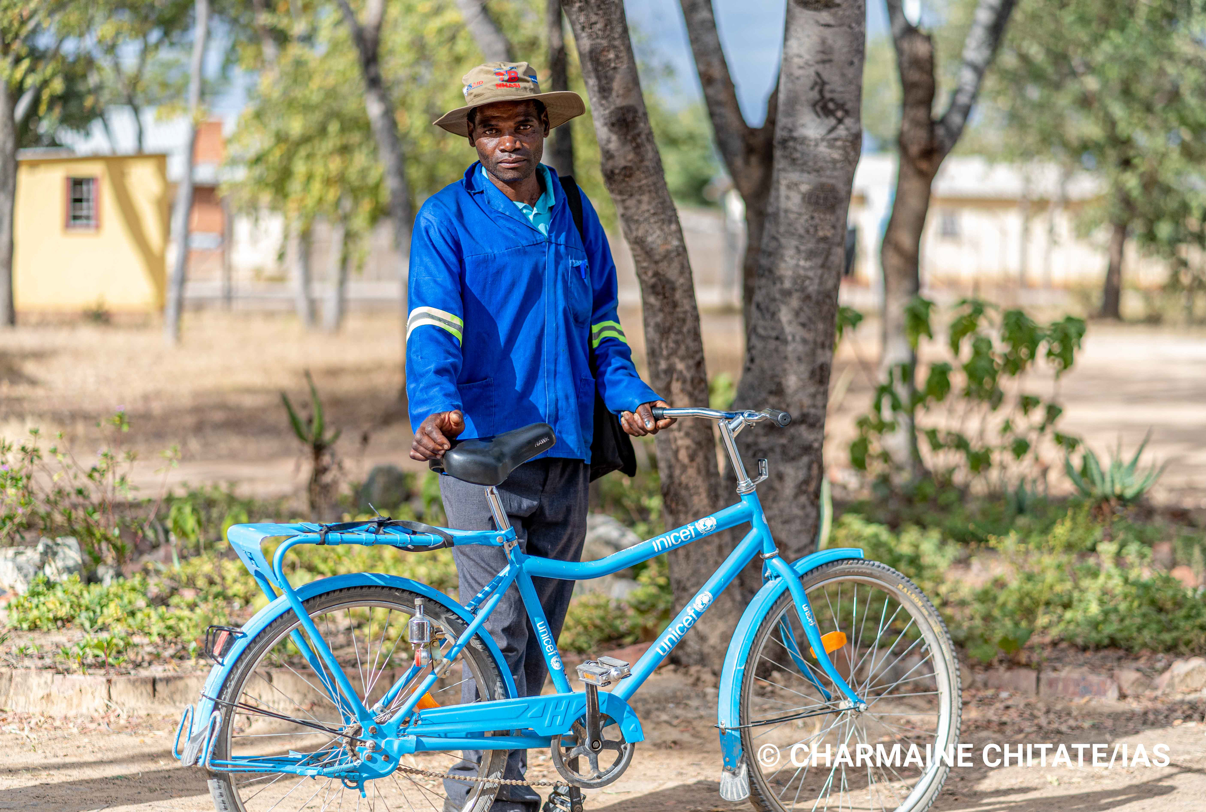 Clement Siziba (49) is a village health worker in Ngezi and he uses a bicycle, provided to Turf Clinic by UNICEF, to connect with his clients. (Photographer: Charmaine Chitate/IAS)