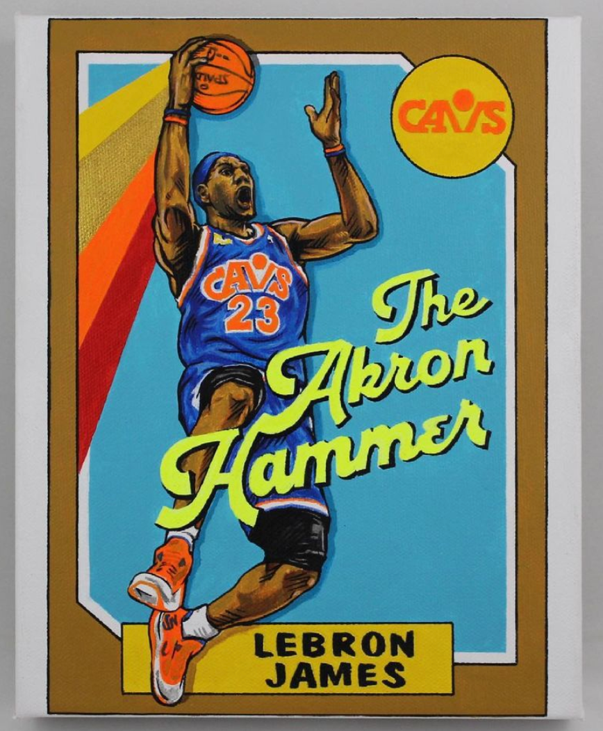 Lebron James - custom card based on the 1987 Topps set - Acrylic on canvas 8x10