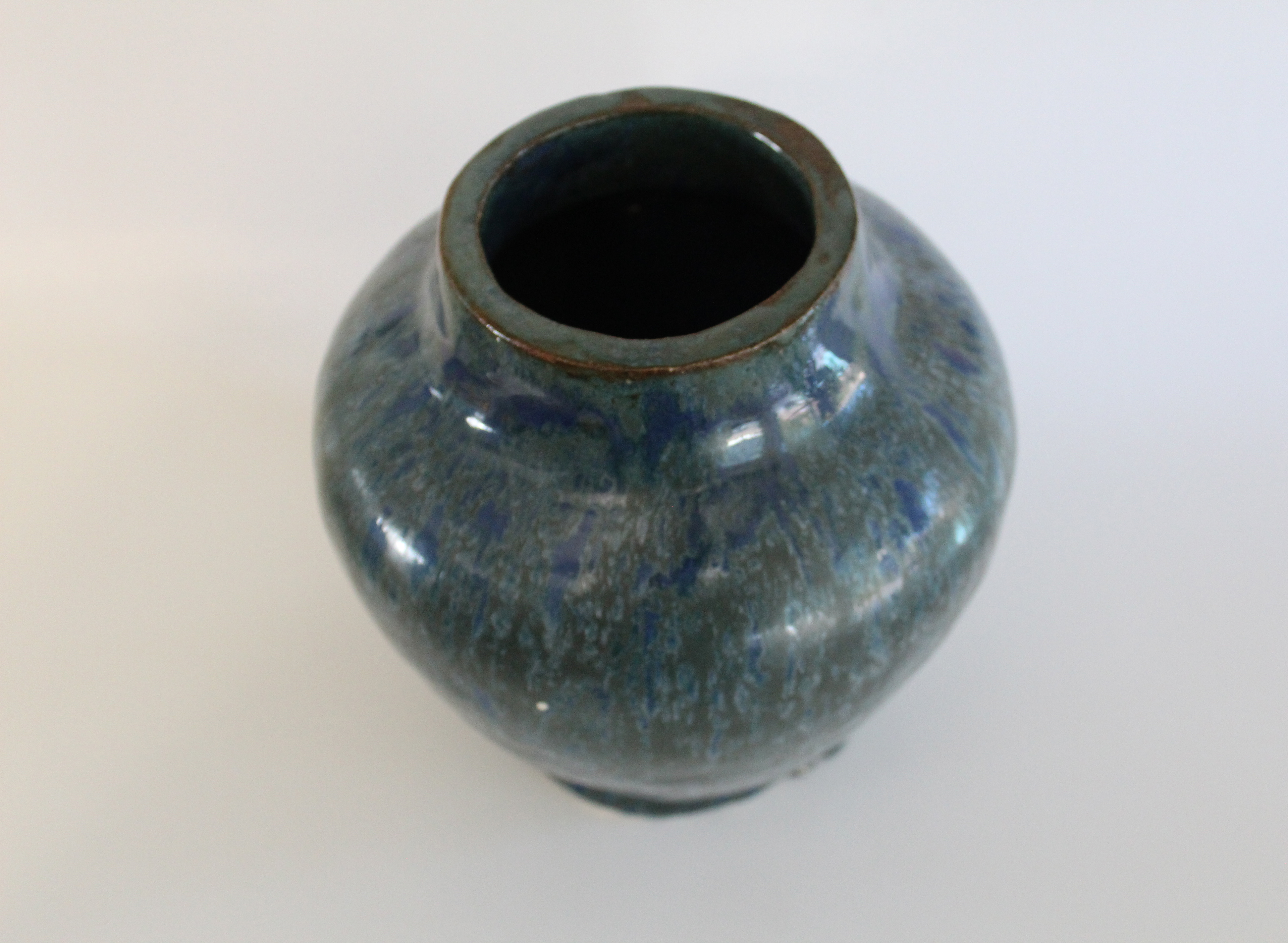 Clay Handbuilt Vase Glazed & Fired - 7.5in x 7.5in