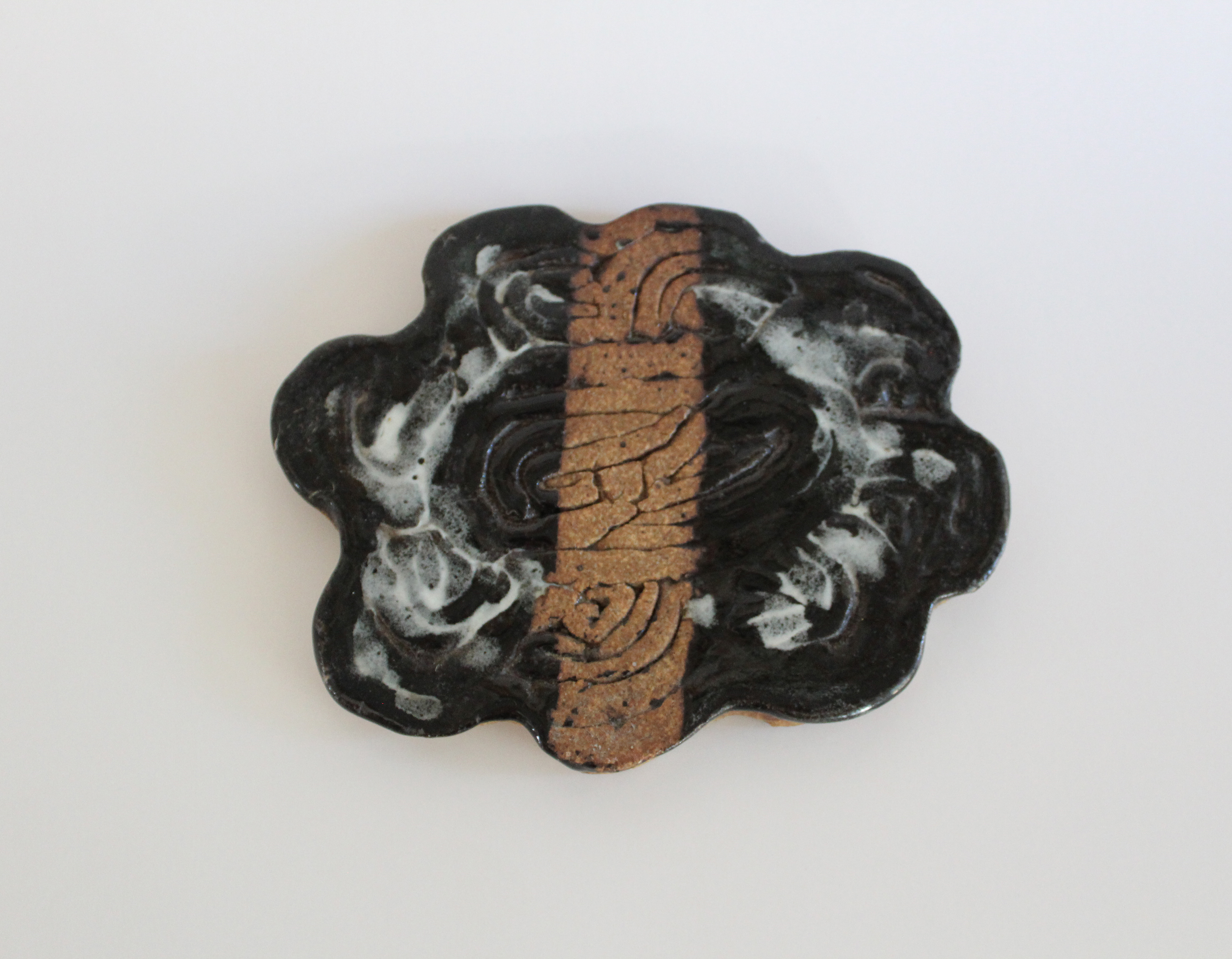 Glazed and Handbuilt Clay Trivet - 5in x 6in