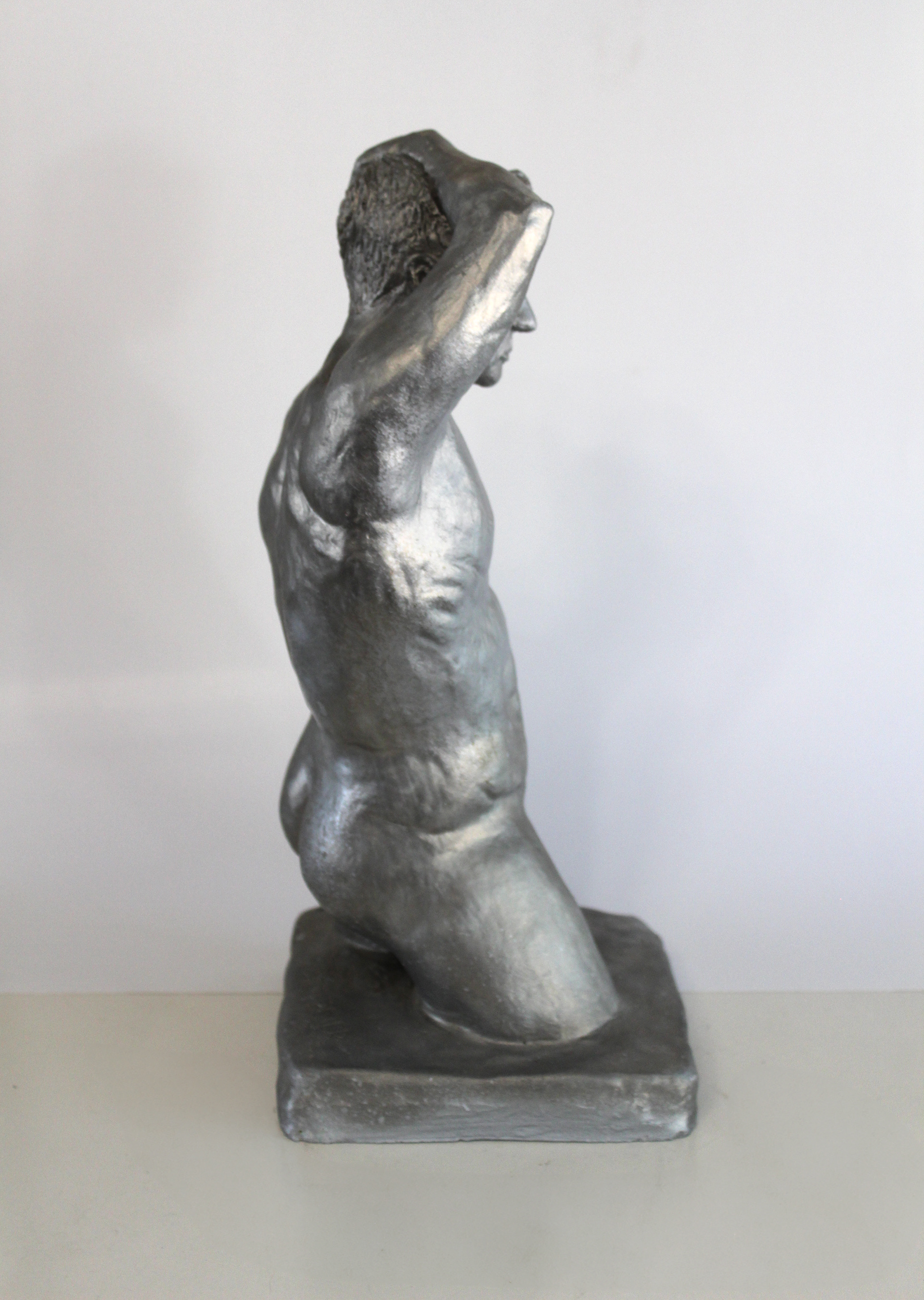 lay Sculpture of Nude - Silver Metallic Spray Paint - 14in x 6in