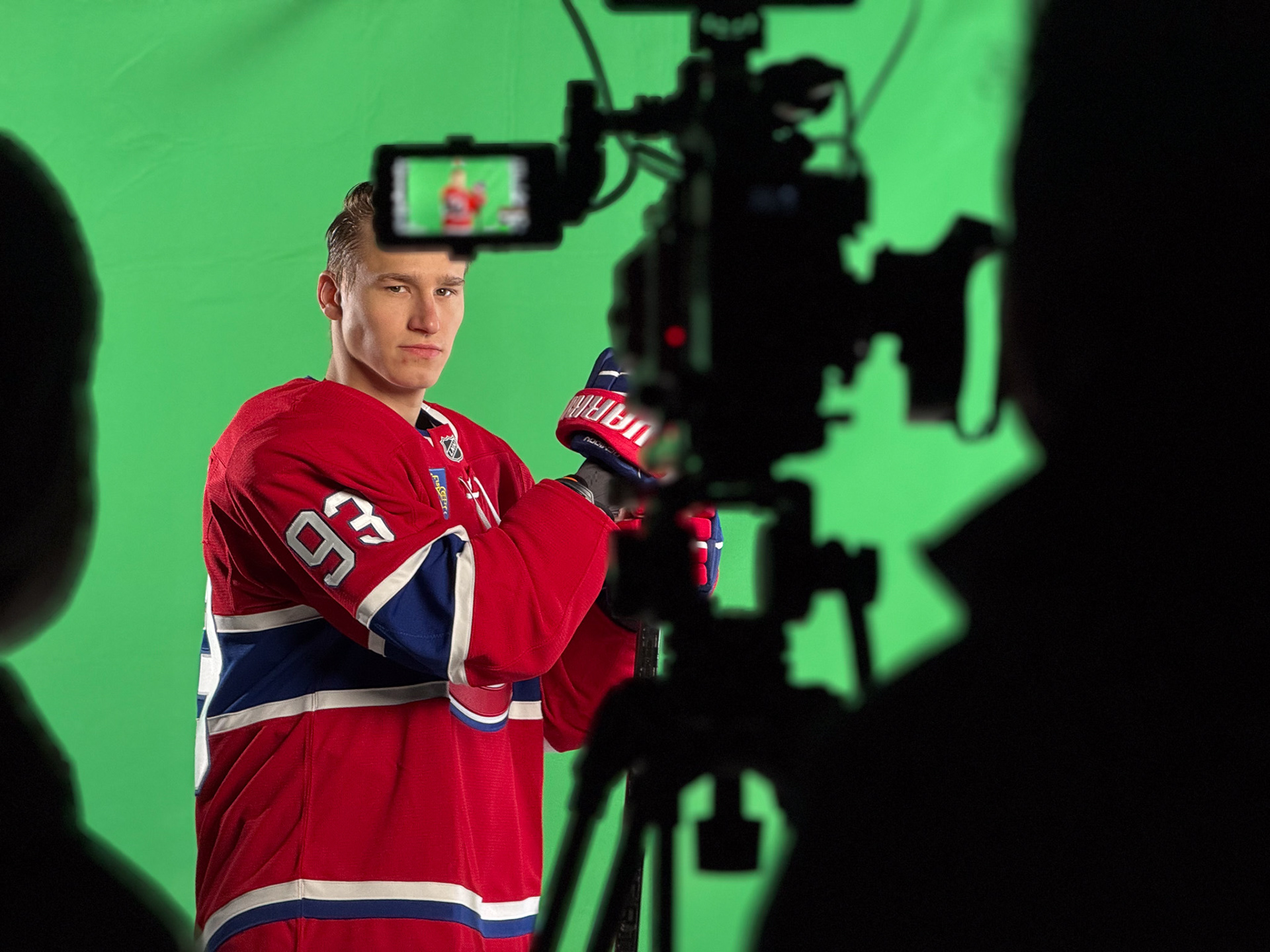 Nicolas Raffin, videographer, behind the scene,  Montreal Canadiens media day with RDS