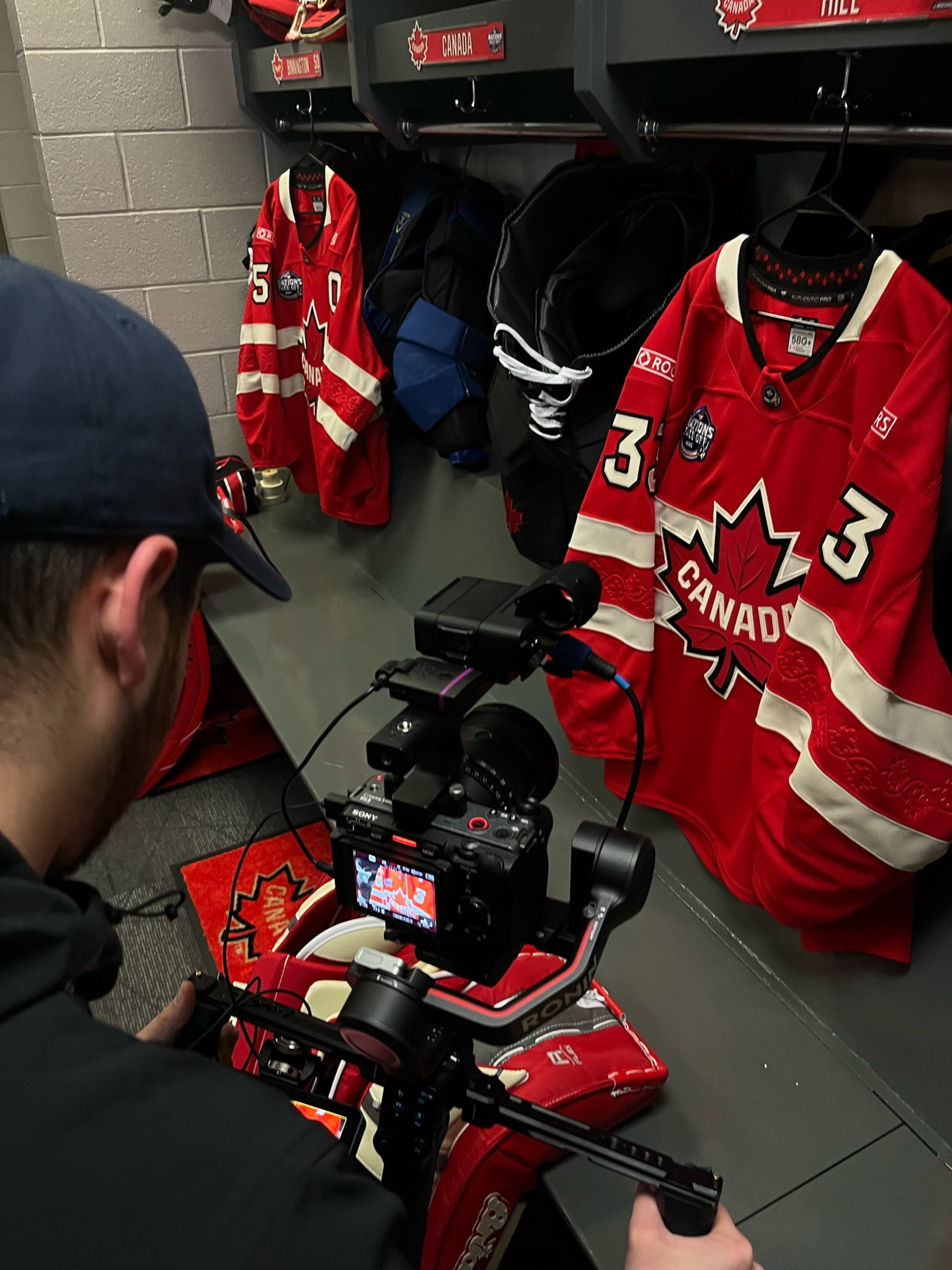 Nicolas Raffin, videographer, behind the scene, Four Nation Tournament NHL Productions