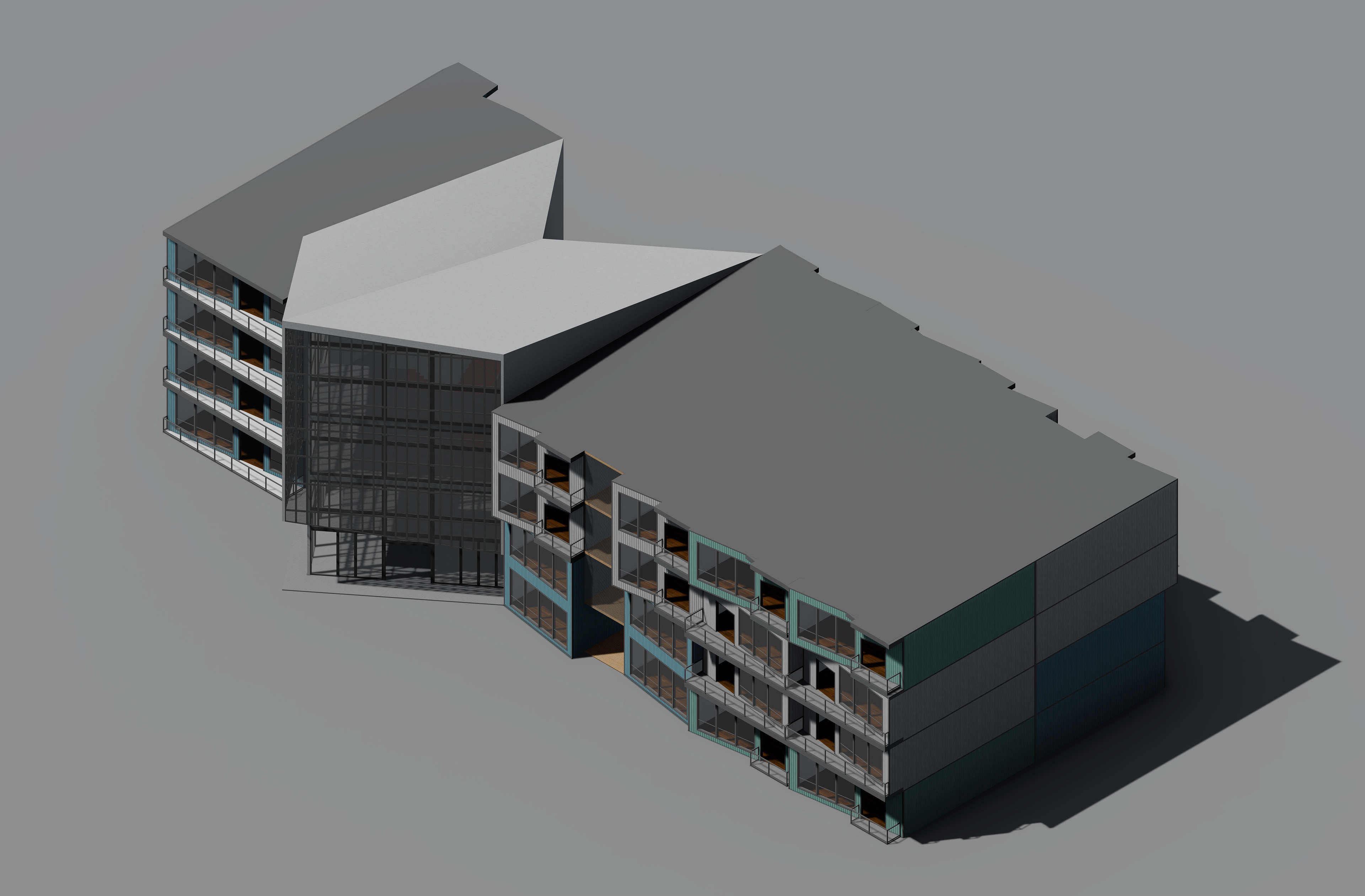 Exterior Render: Axonometric of a Block of the Project