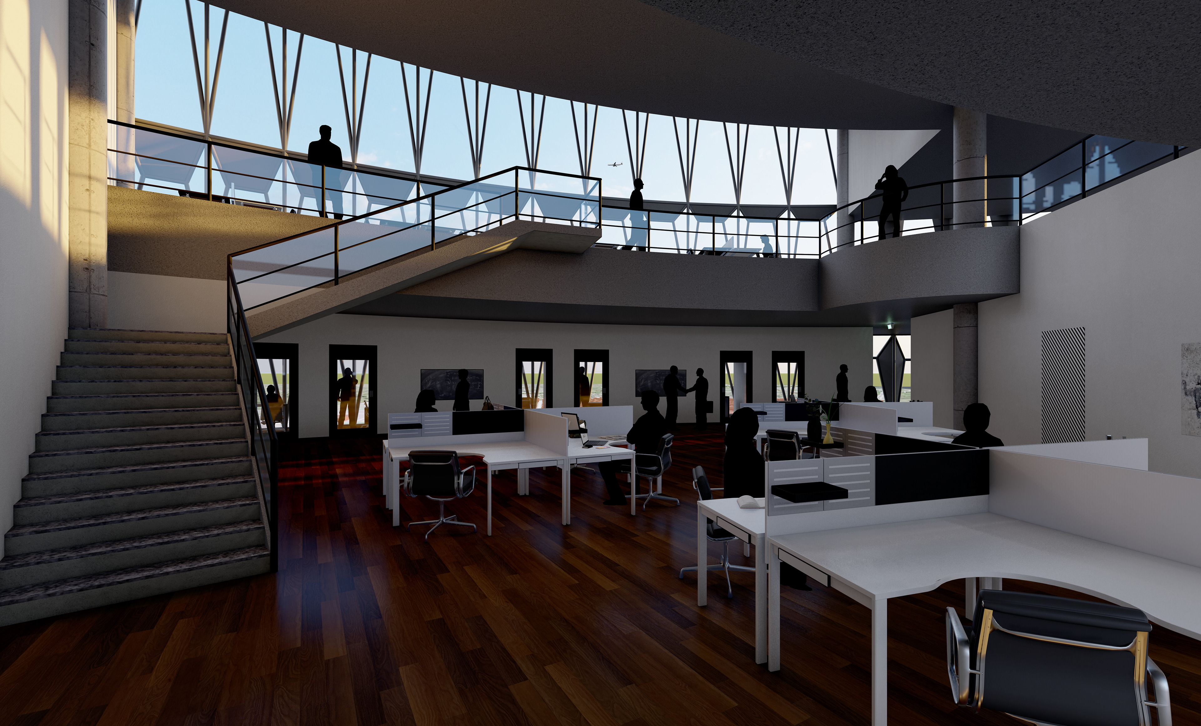 Interior Render of One of the Co-Working Spaces