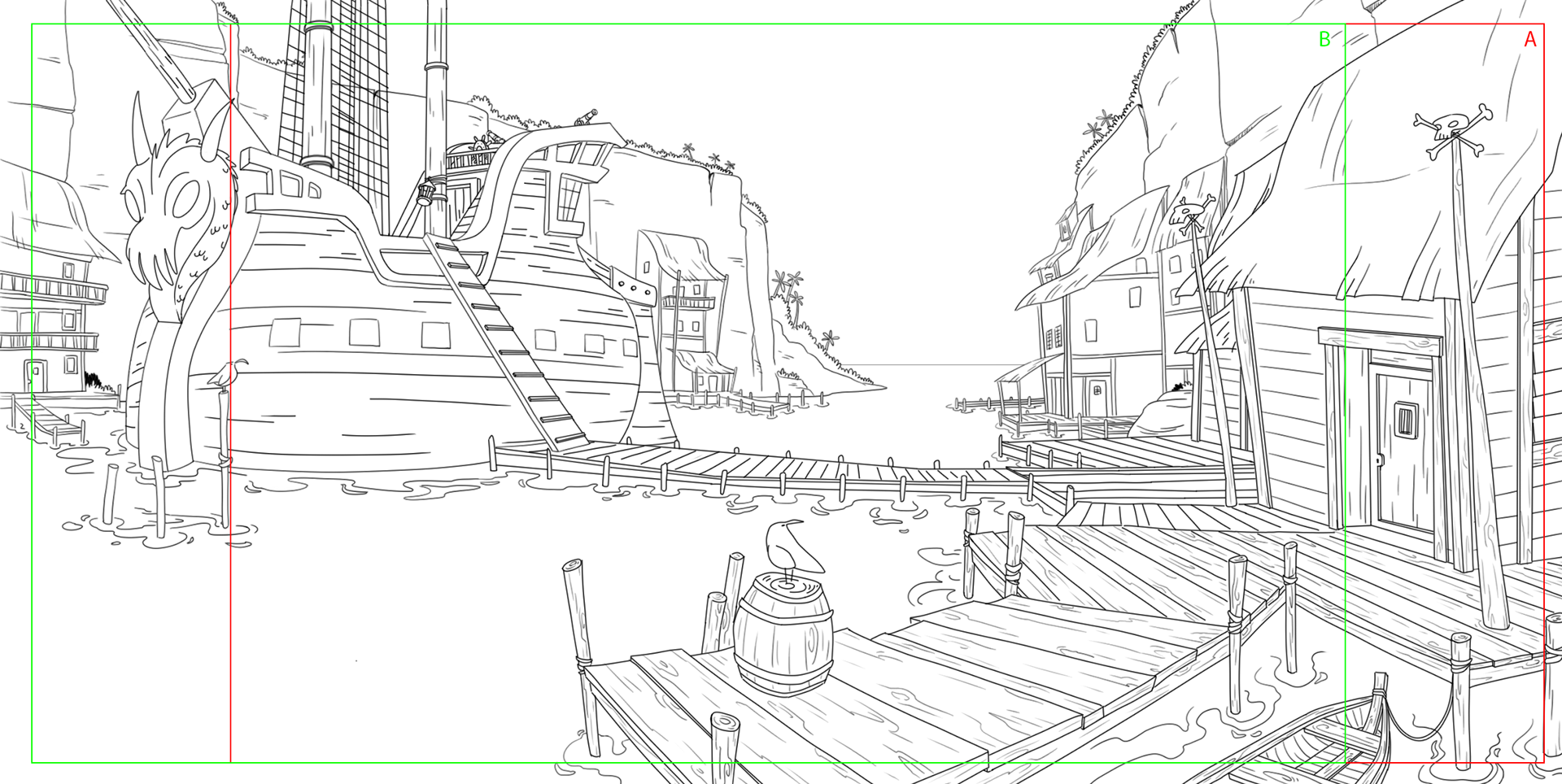 Layout inspiré de la série animé "La famille pirate" pour des test de couleur