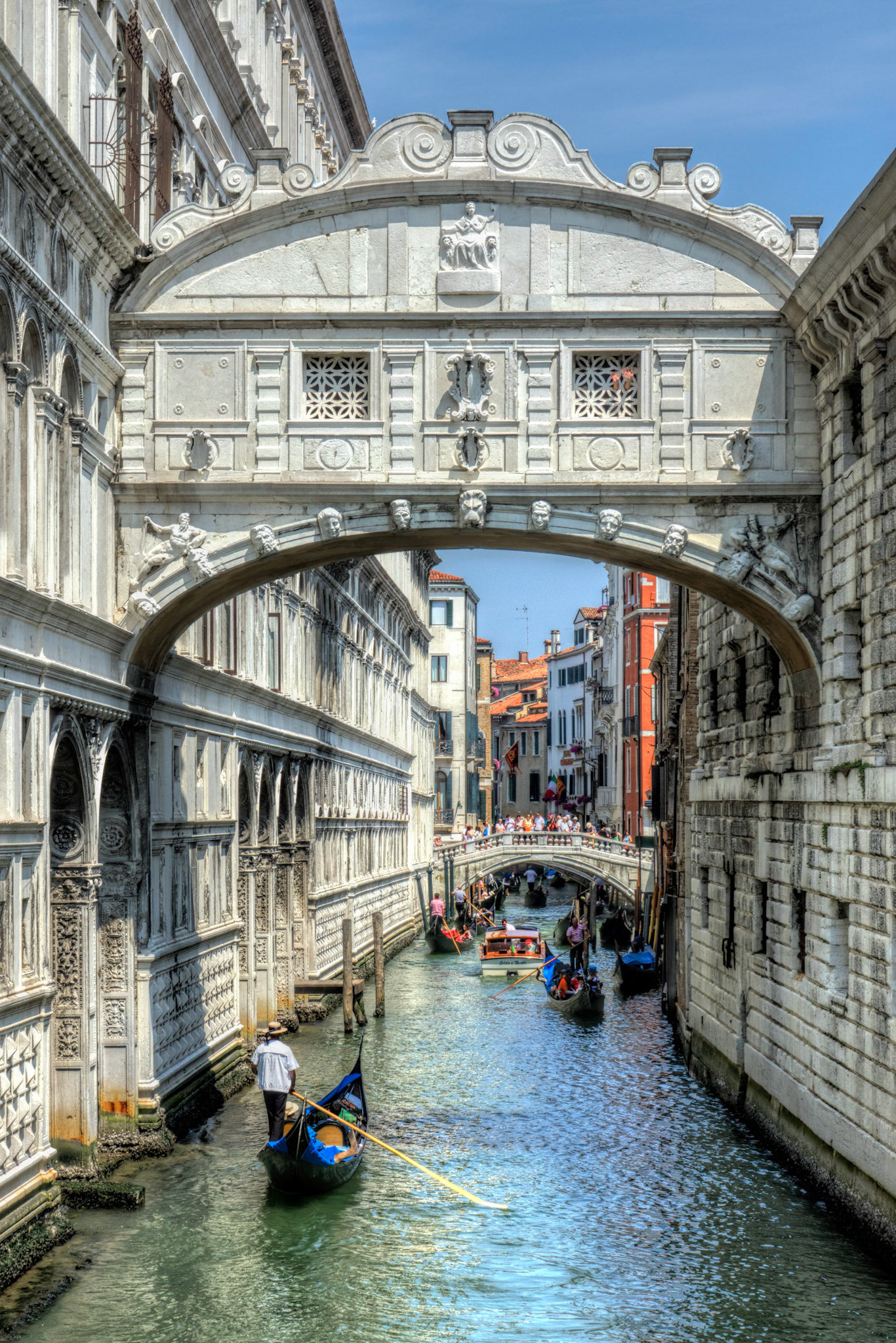 The 'Bridge of Sighs', Arched bridge named for sighs of prisoners crossing it en route from the Palazzo Ducale to prison.