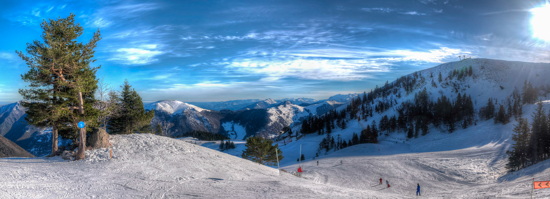 down the blue run, panorama