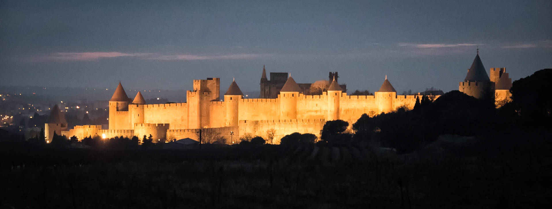 Carcassonne lit at night